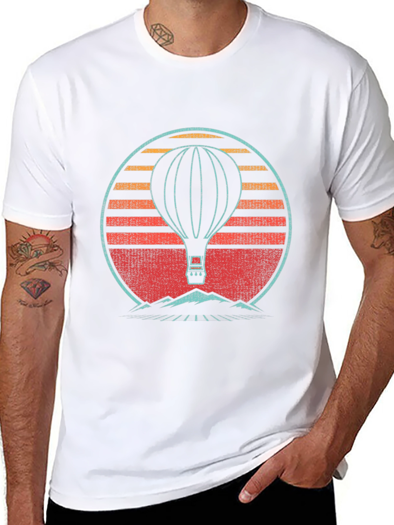 Black Retro Hot Air Balloon Graphic Tee view 8