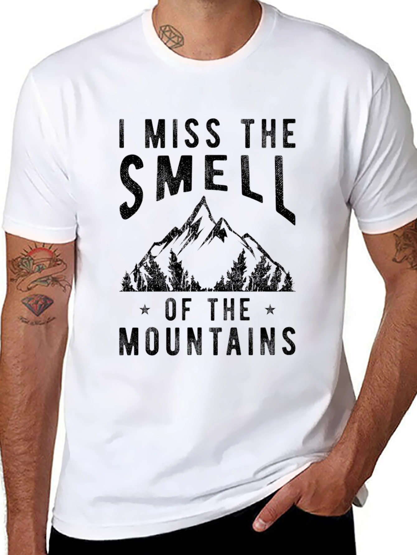 Black I Miss the Smell of the Mountains Graphic Tee view 8