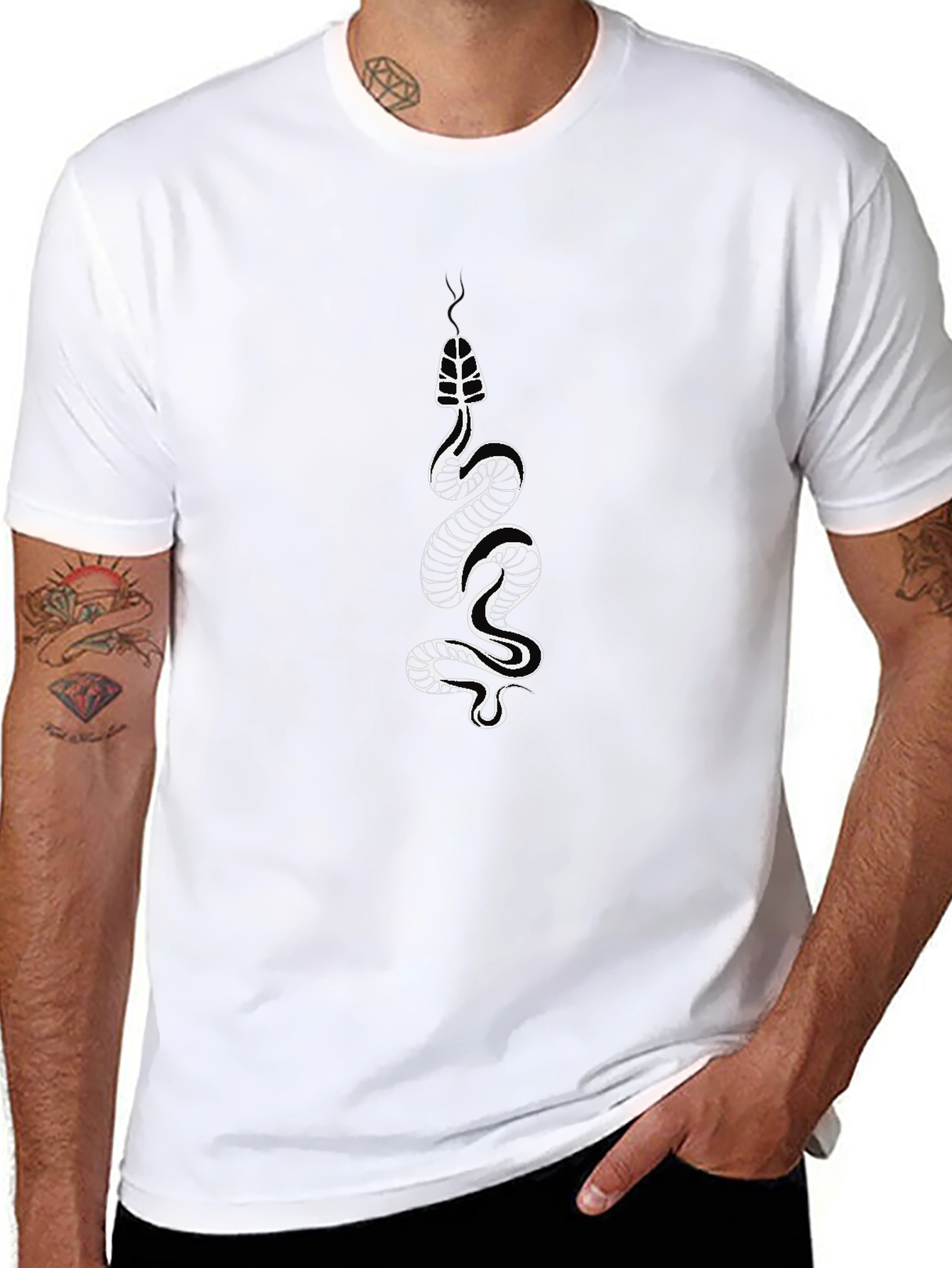 Black Black T-Shirt with Snake Graphic view 8