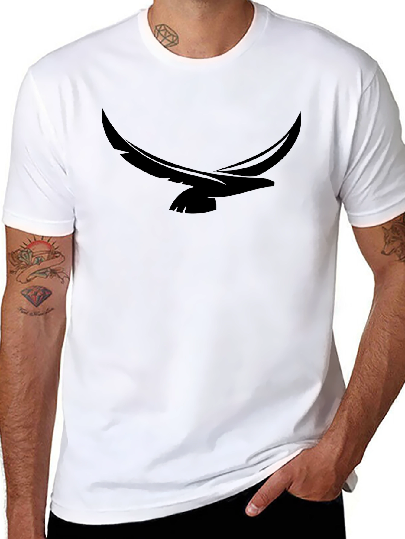 Black Eagle Graphic Tee - Men's Short Sleeve Crew Neck - 8