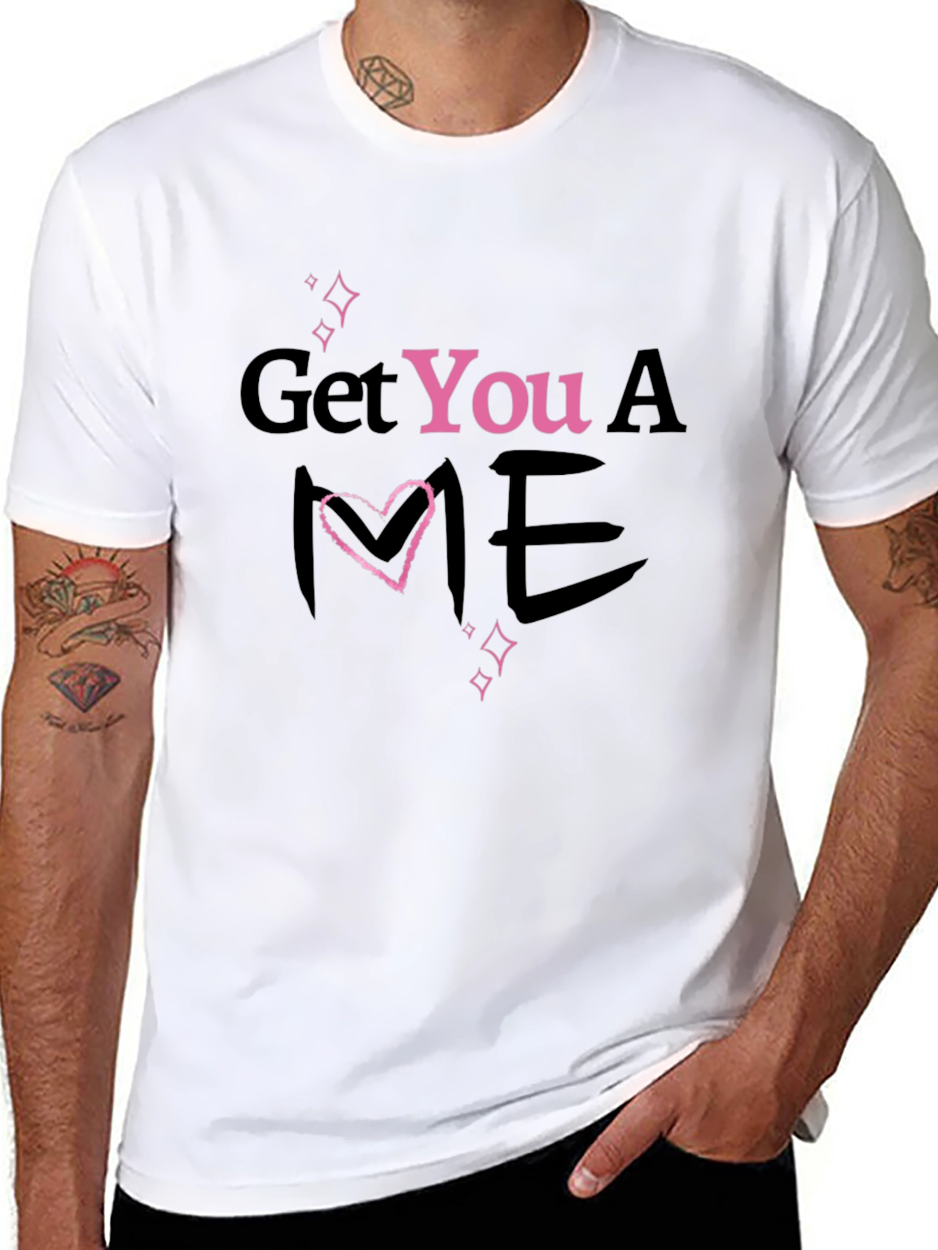 Black Get You A Me Heart T-Shirt - Trendy Graphic Tee view 8