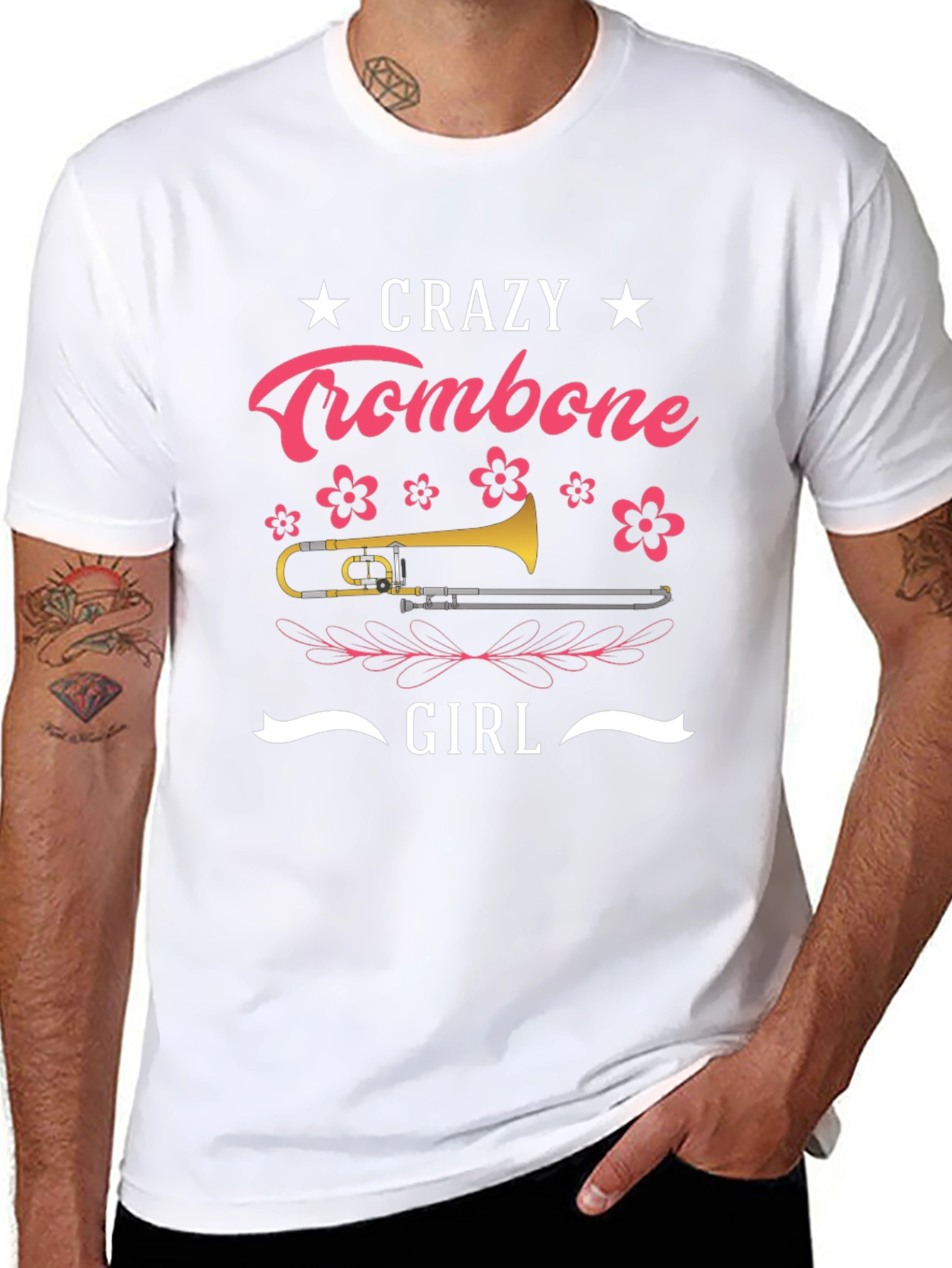 Crazy Trombone Girl Black T-Shirt - 8