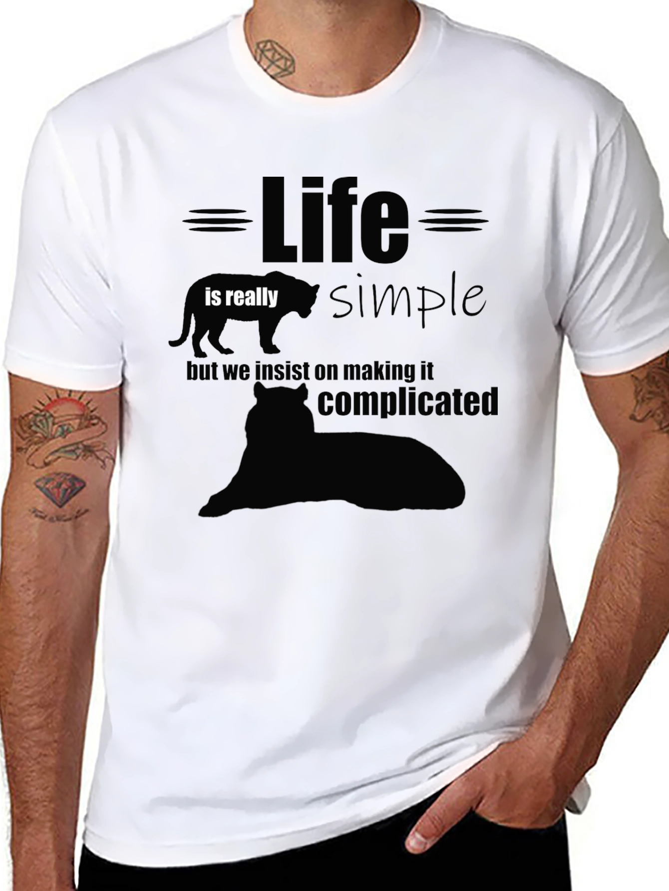 Black Life Is Simple Graphic T-Shirt - Black view 8