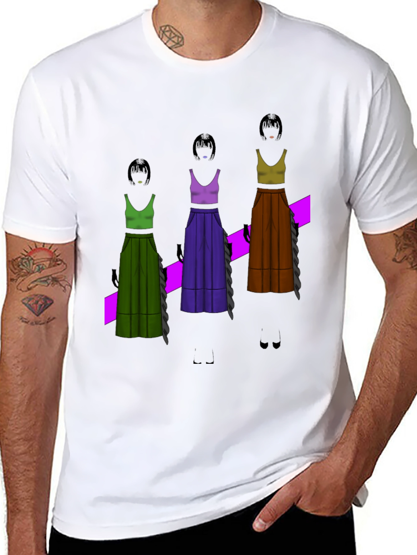 Black Unique Graphic T-Shirt - Fashion Illustration view 8