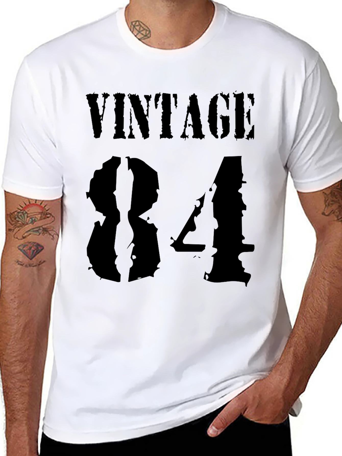 Black Vintage '84 Graphic Tee - Black Cotton view 8
