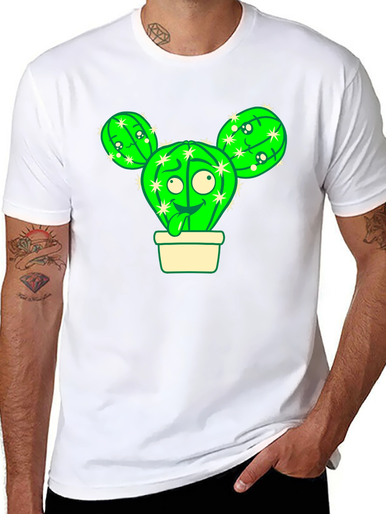 Black Cartoon Cactus T-Shirt view 8
