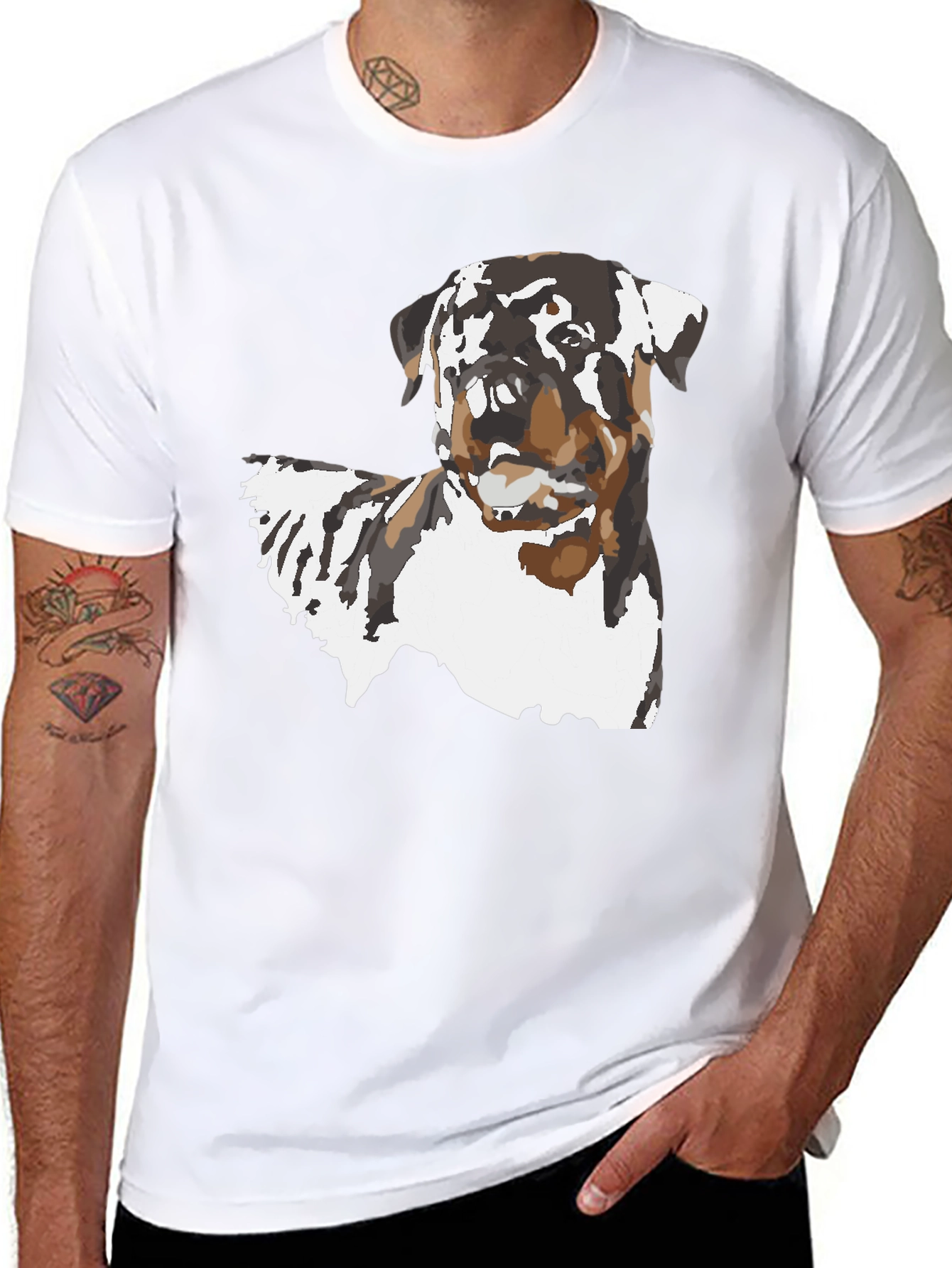 Black Rottweiler Dog Graphic Black T-Shirt view 8