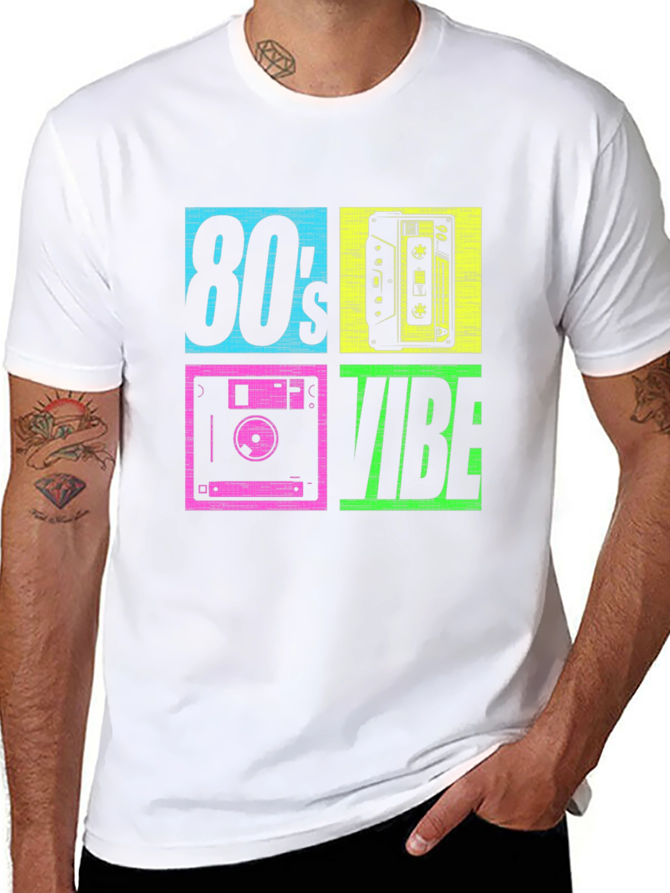 Black 80's Vibe Retro Graphic Tee view 8