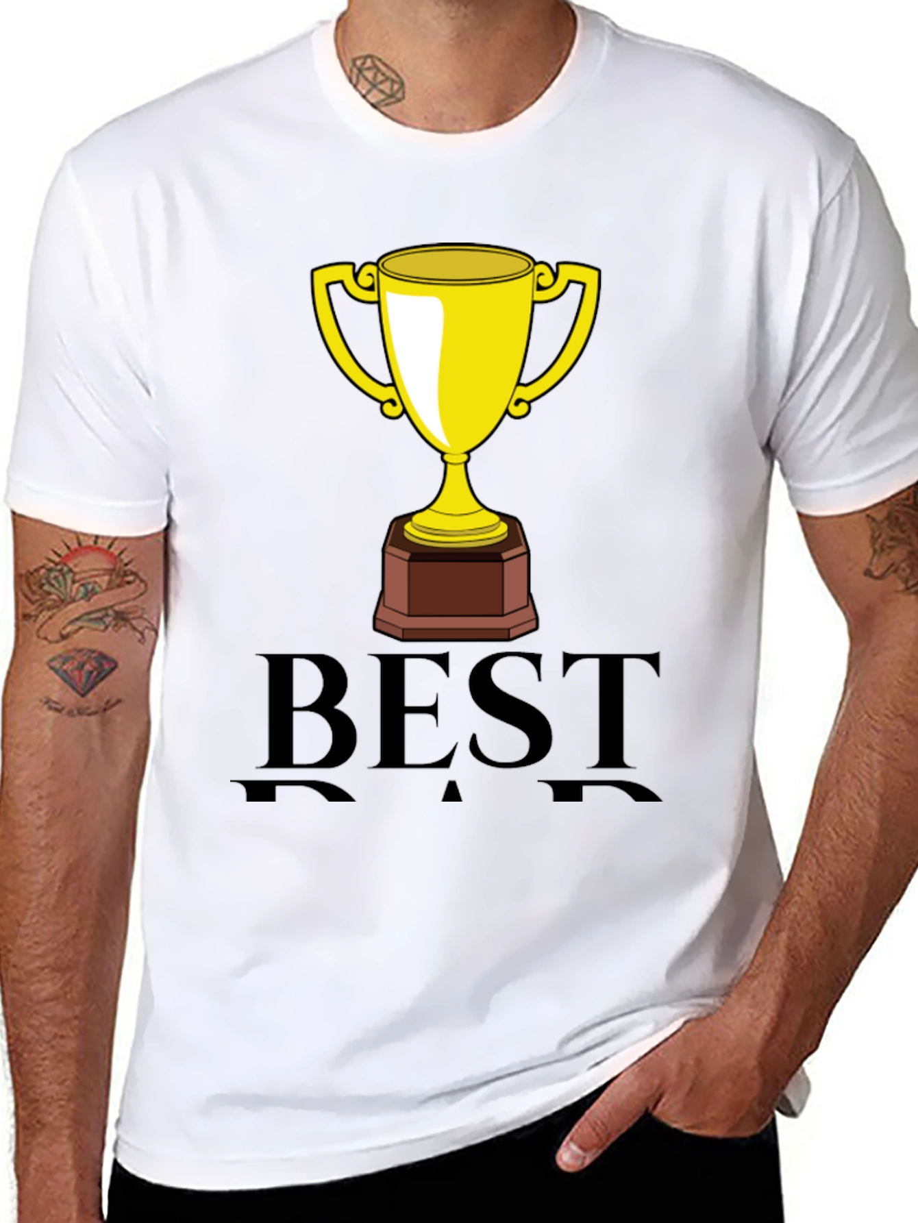 Black Best Dad Trophy Graphic Tee - Black view 8