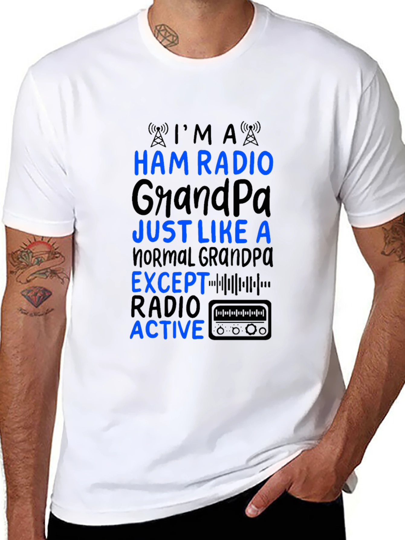 Black Ham Radio Grandpa T-Shirt - Active Radio Lover view 8