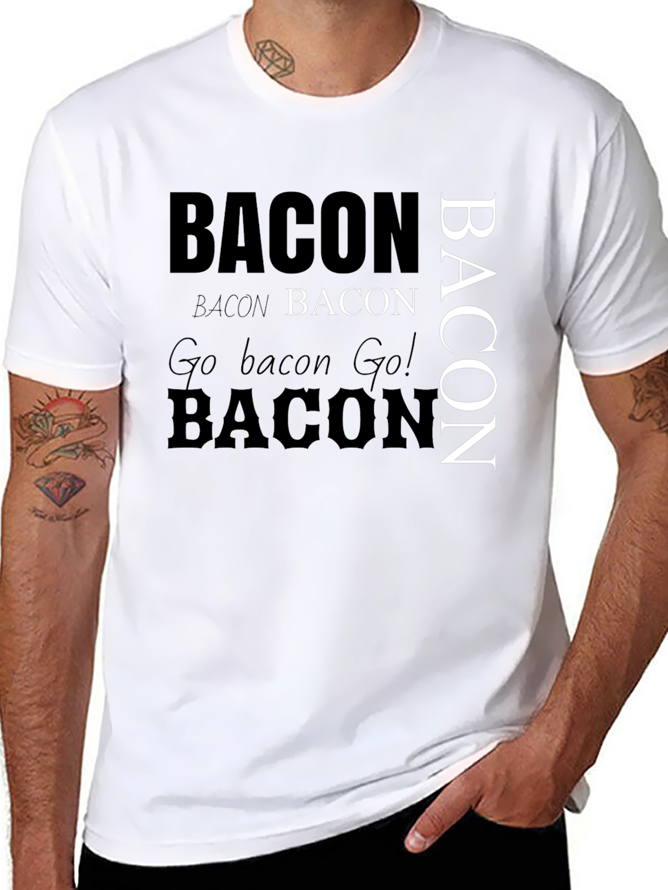 Black Bacon Lover T-Shirt - Novelty Graphic Tee view 8