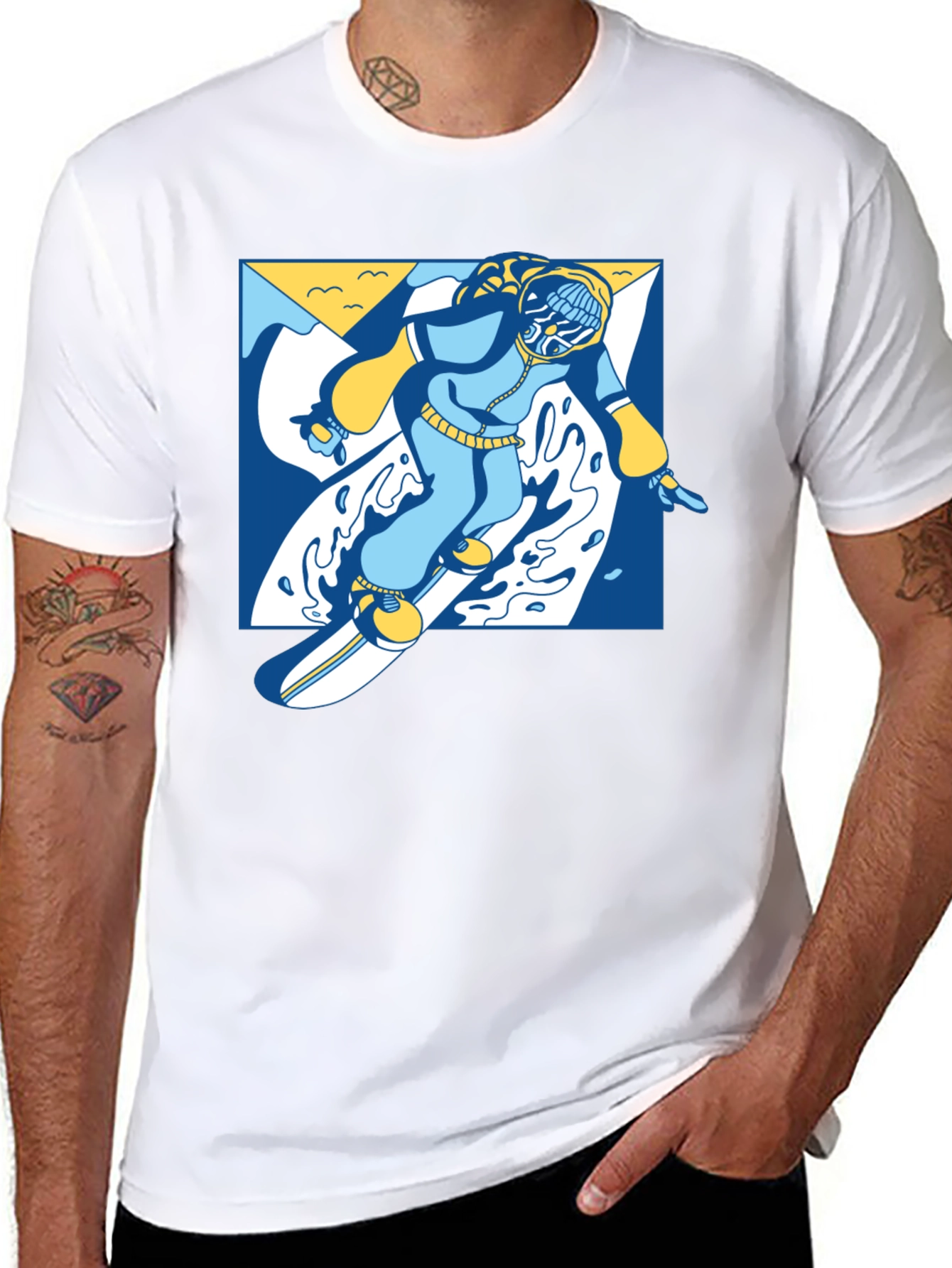 Black Cool Snowboarder Graphic T-Shirt view 8