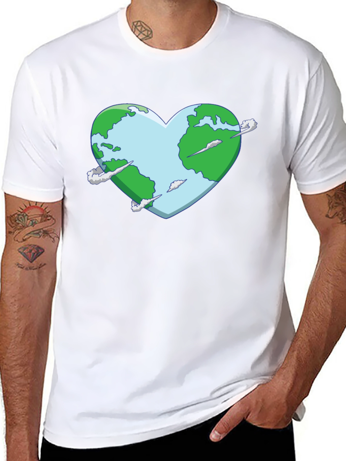 Black Earth Heart Graphic Tee - Black Cotton T-Shirt view 8