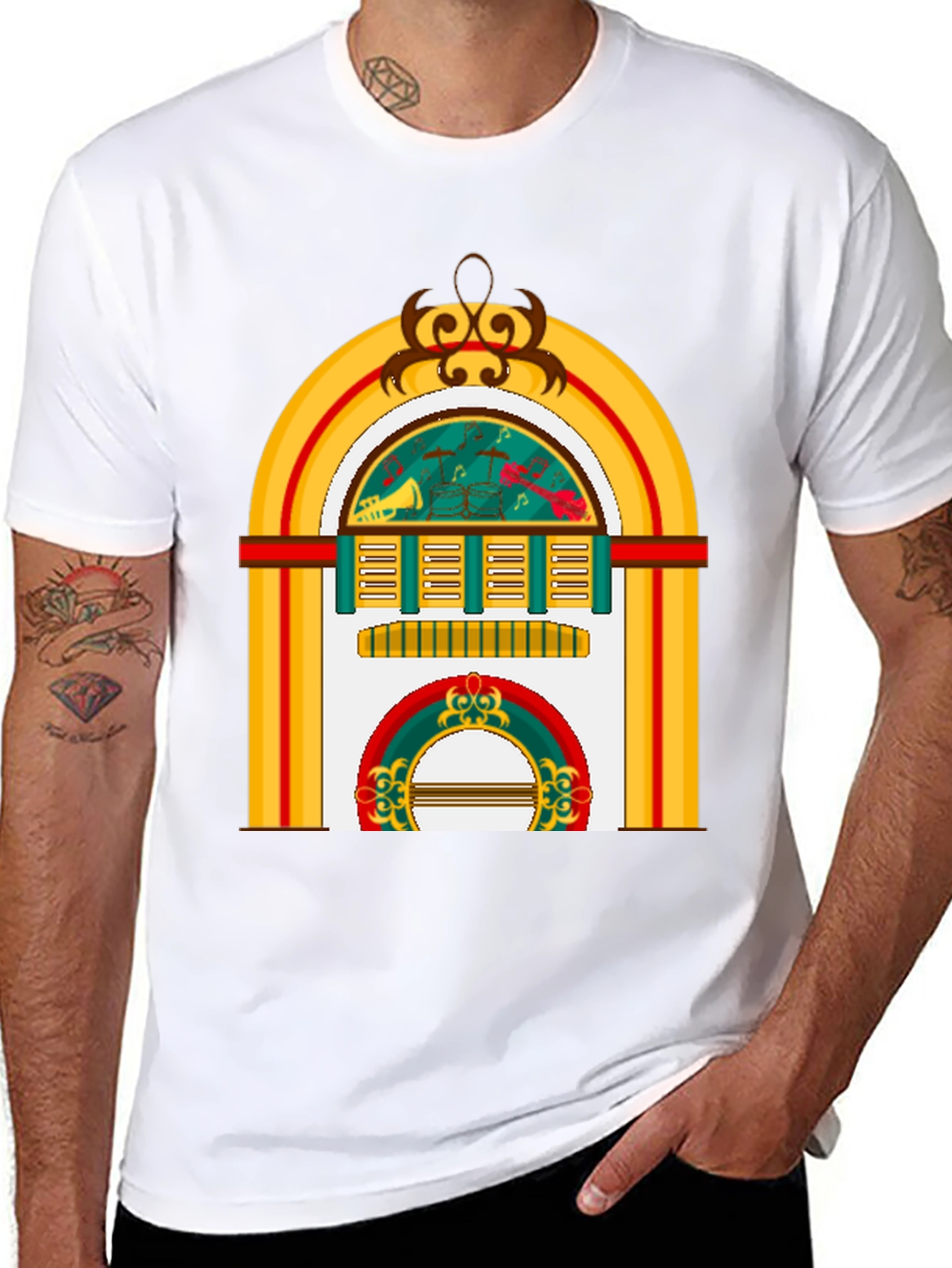 Black Retro Jukebox Graphic Tee - Musical Style view 8