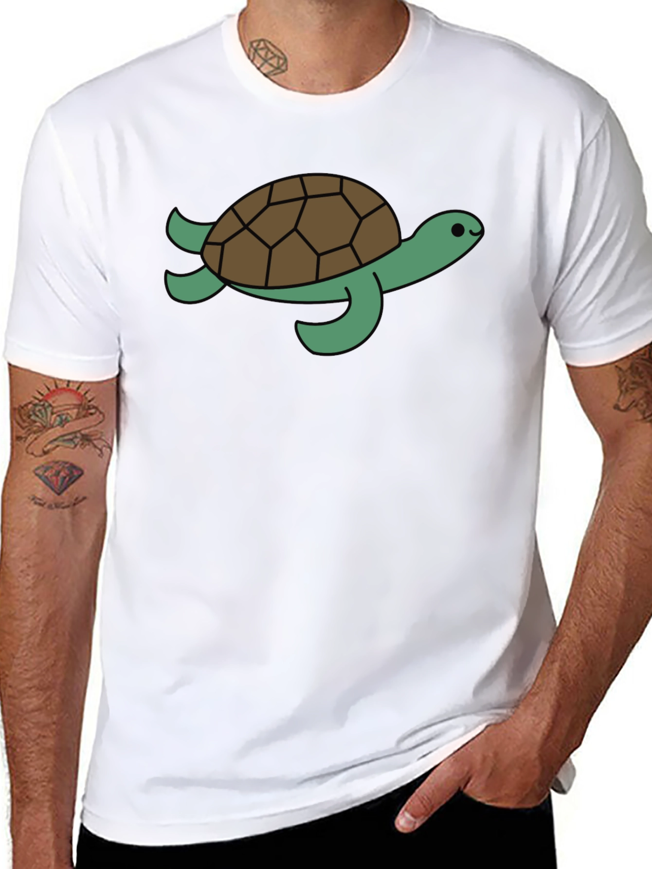Black Sea Turtle Graphic Tee - Black Cotton T-Shirt view 8