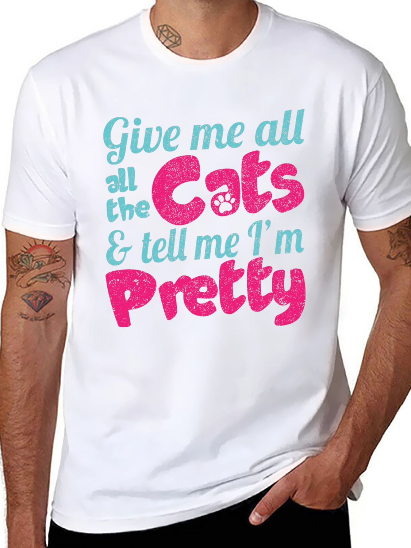 Black Give Me Cats and Tell Me I'm Pretty T-Shirt view 8