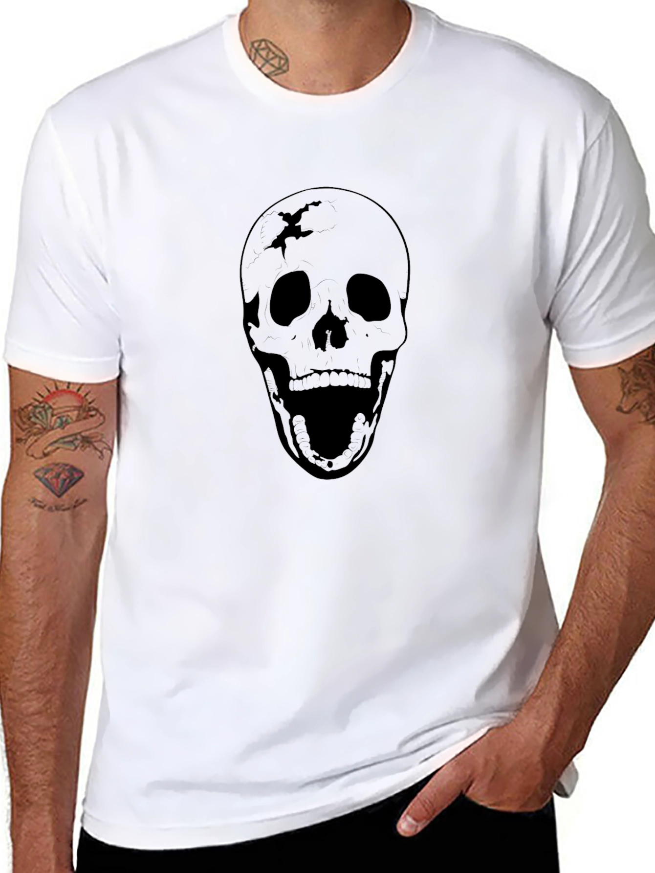 Black Skull Graphic Black T-Shirt view 8