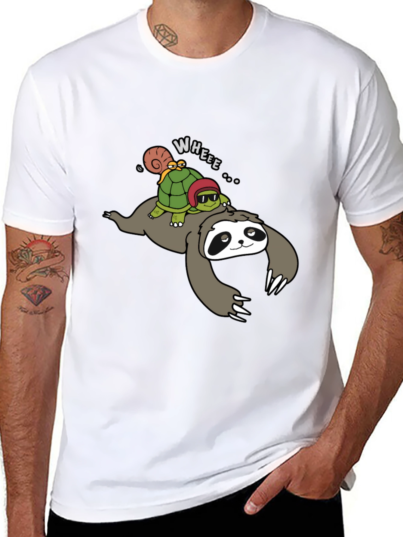 Black Sloth & Turtle Fun T-Shirt view 8
