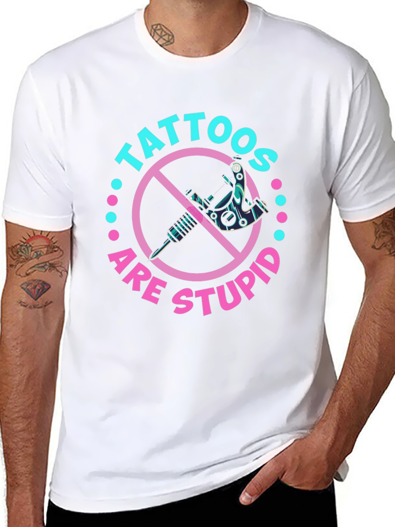 Black Tattoos Are Stupid Graphic T-Shirt view 8
