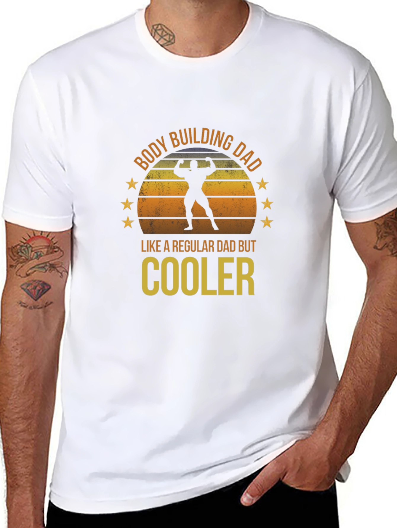 Black Bodybuilding Dad T-Shirt - Cooler Than Regular Dads! view 8