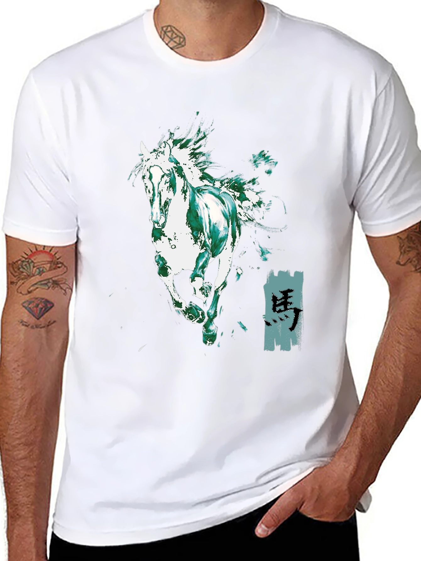 Black Horse Graphic Black T-Shirt view 8
