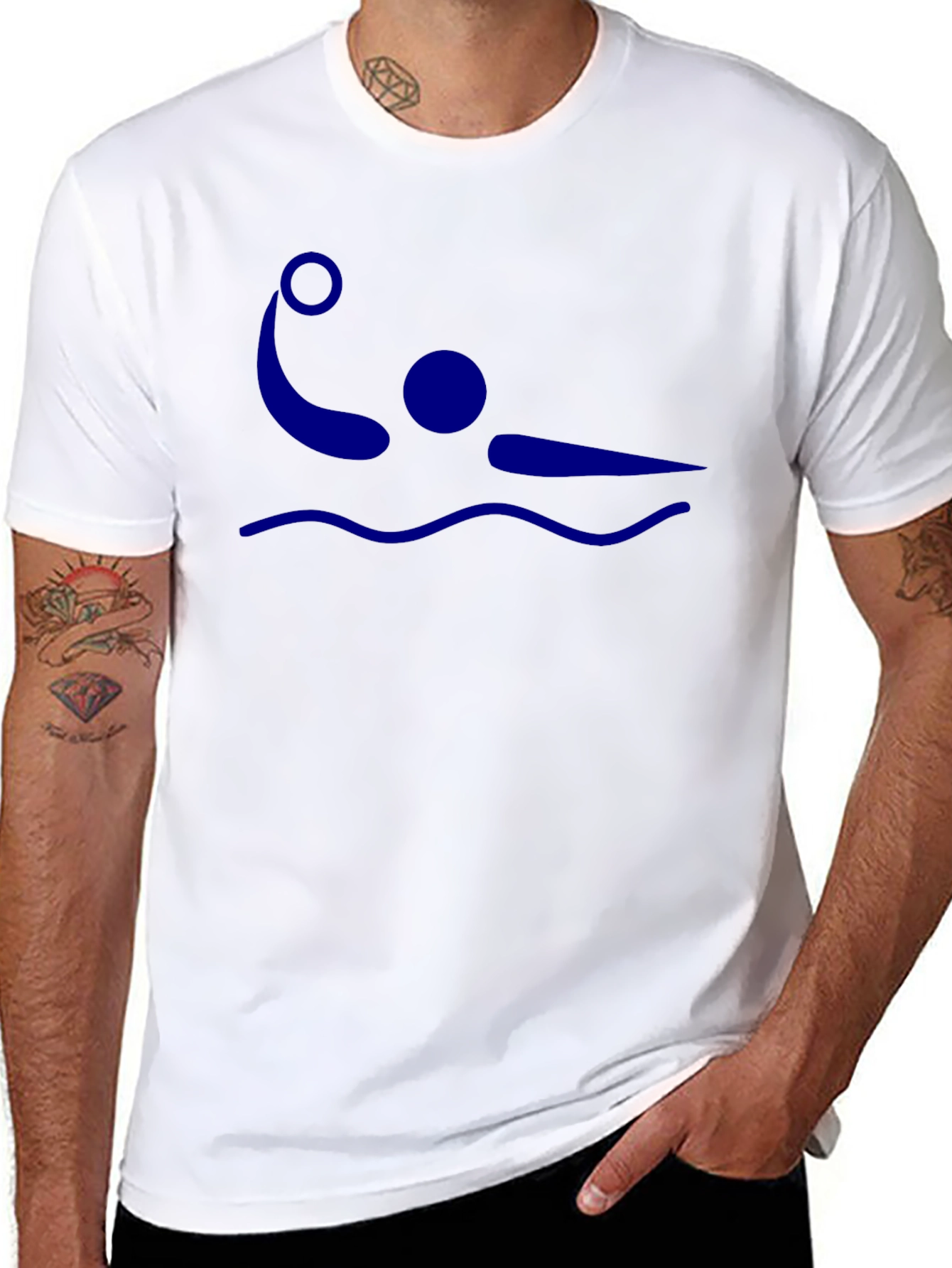 Black Water Polo Player Graphic T-Shirt view 8