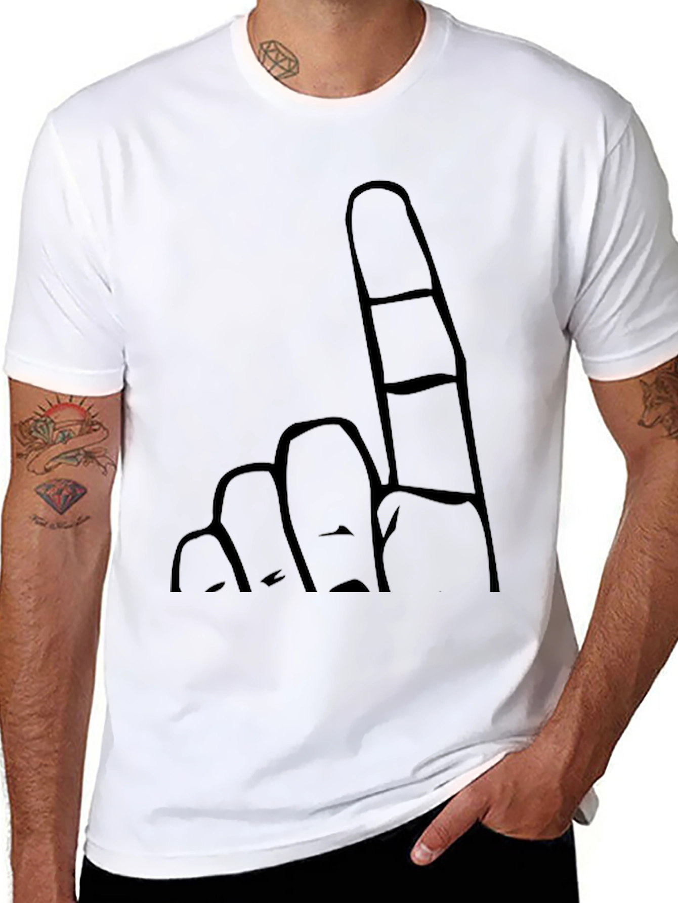 Black Black T-Shirt with Finger Graphic view 8