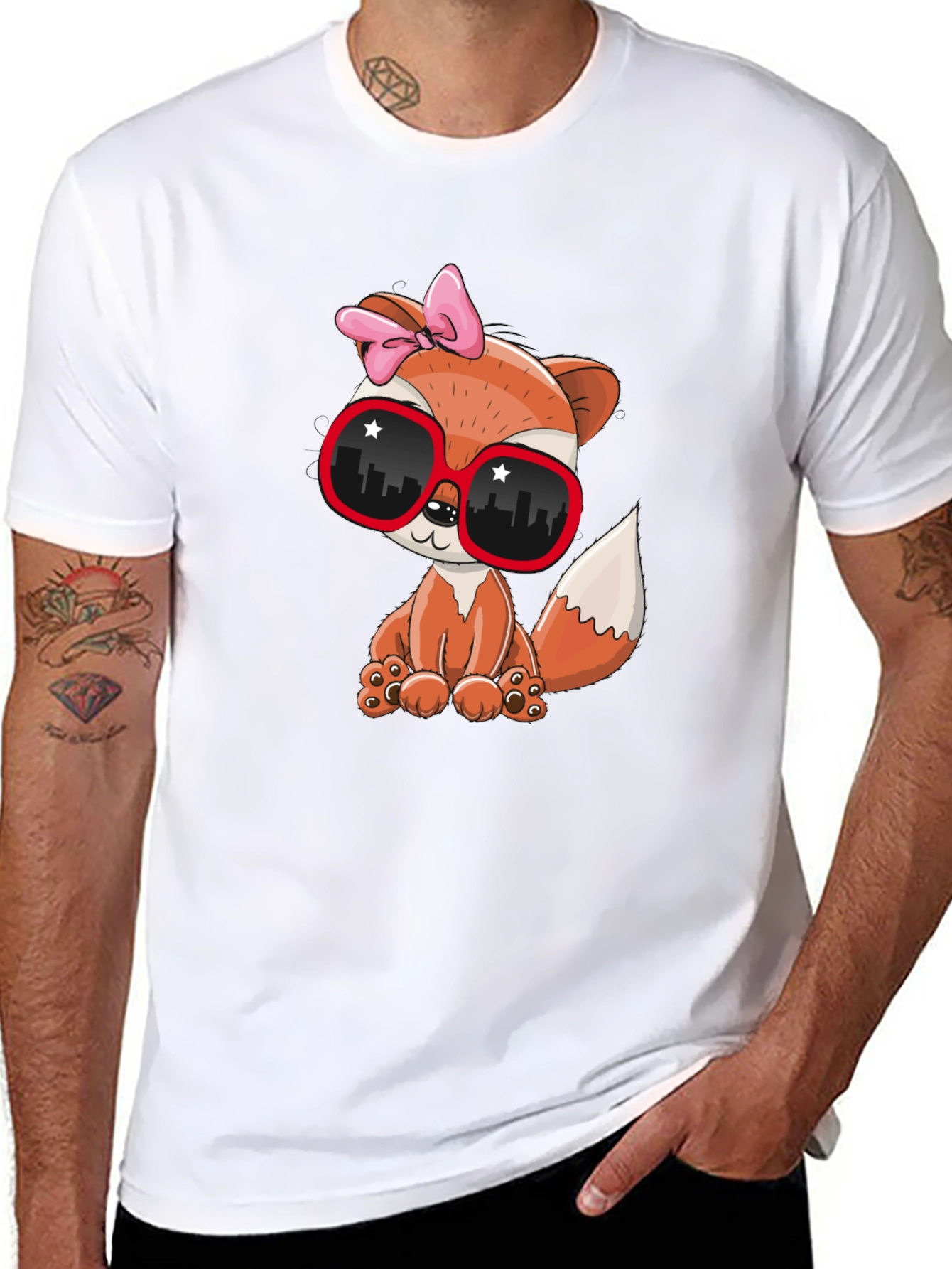 Black Cool Fox Graphic Tee - Unisex Fashion Shirt view 8