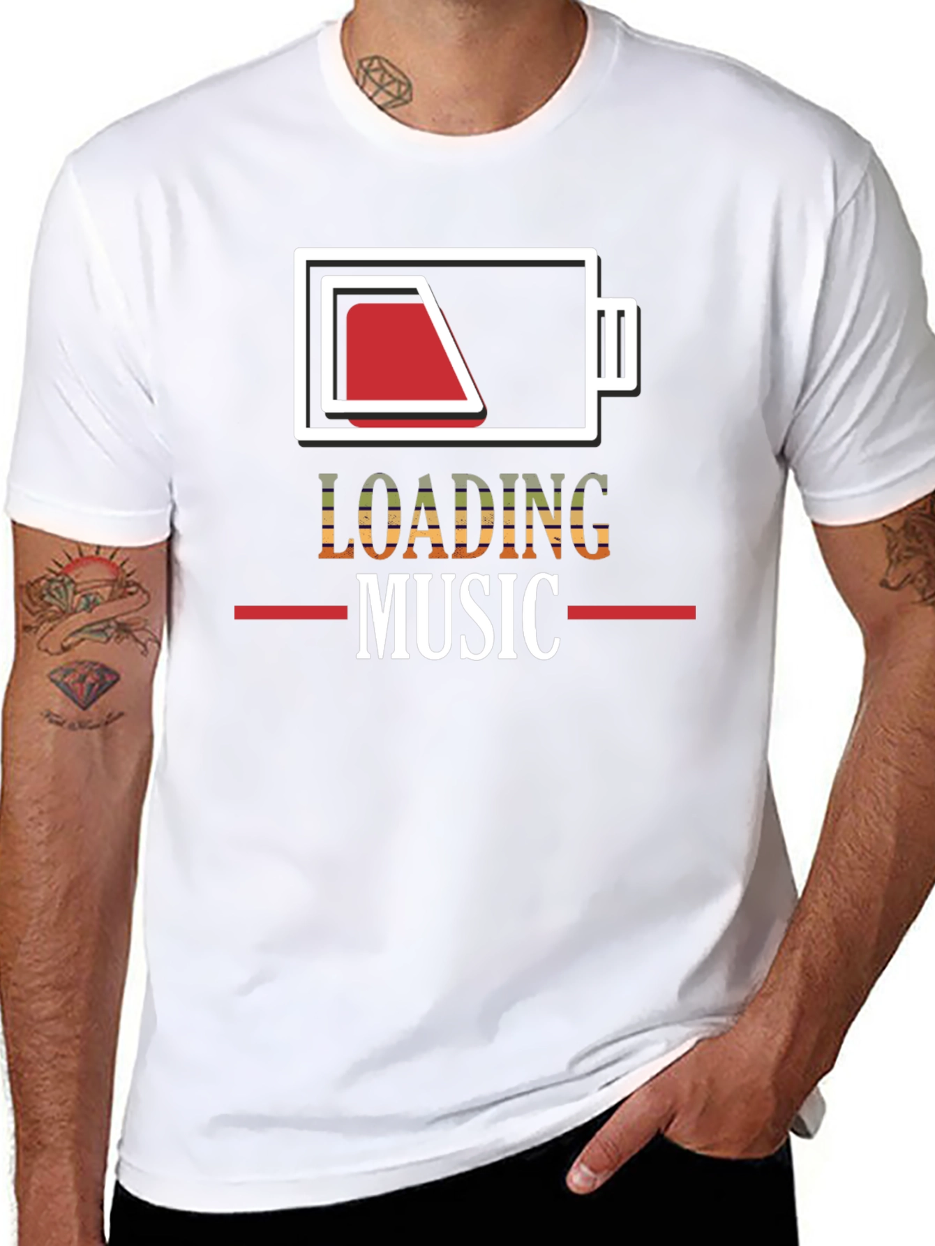 Black Loading Music Battery Graphic T-Shirt view 8