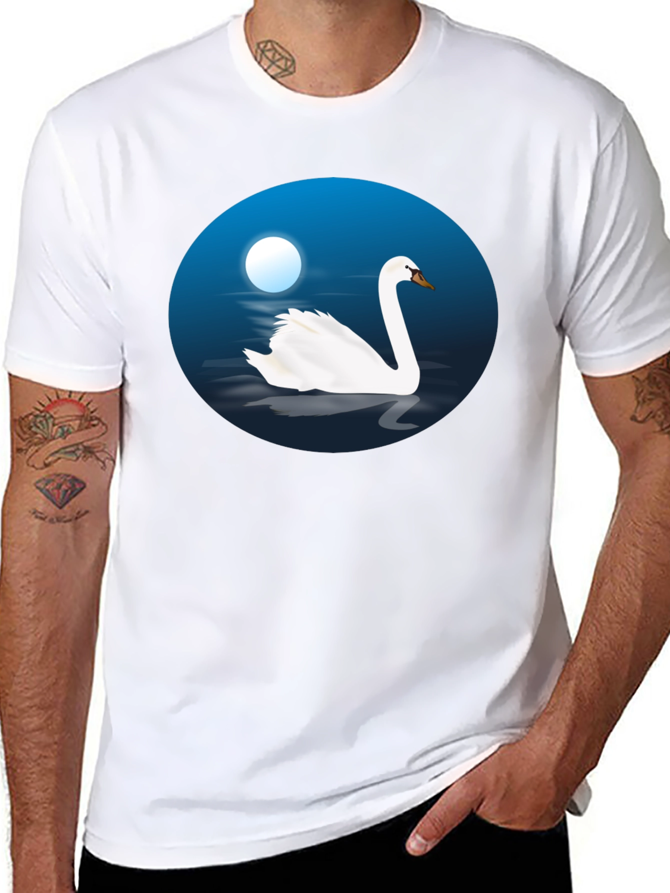 Black Swan Lake Graphic Tee - Black Cotton T-Shirt view 8