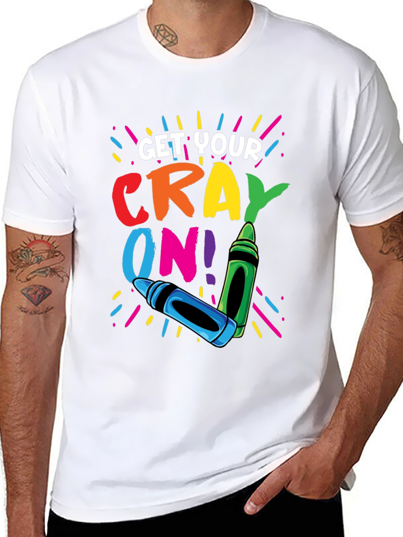 Black Get Your Crayon On! Graphic T-Shirt view 8