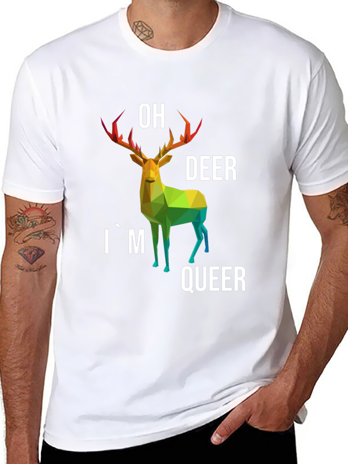 Black Oh Deer I'm Queer Black T-Shirt view 8
