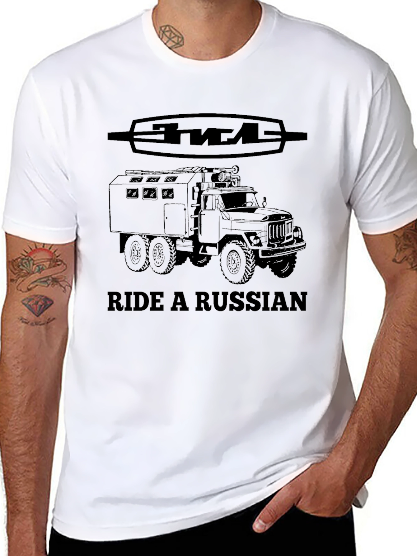 Black Ride a Russian Truck T-Shirt - ZIL Military Vehicle Tee view 8