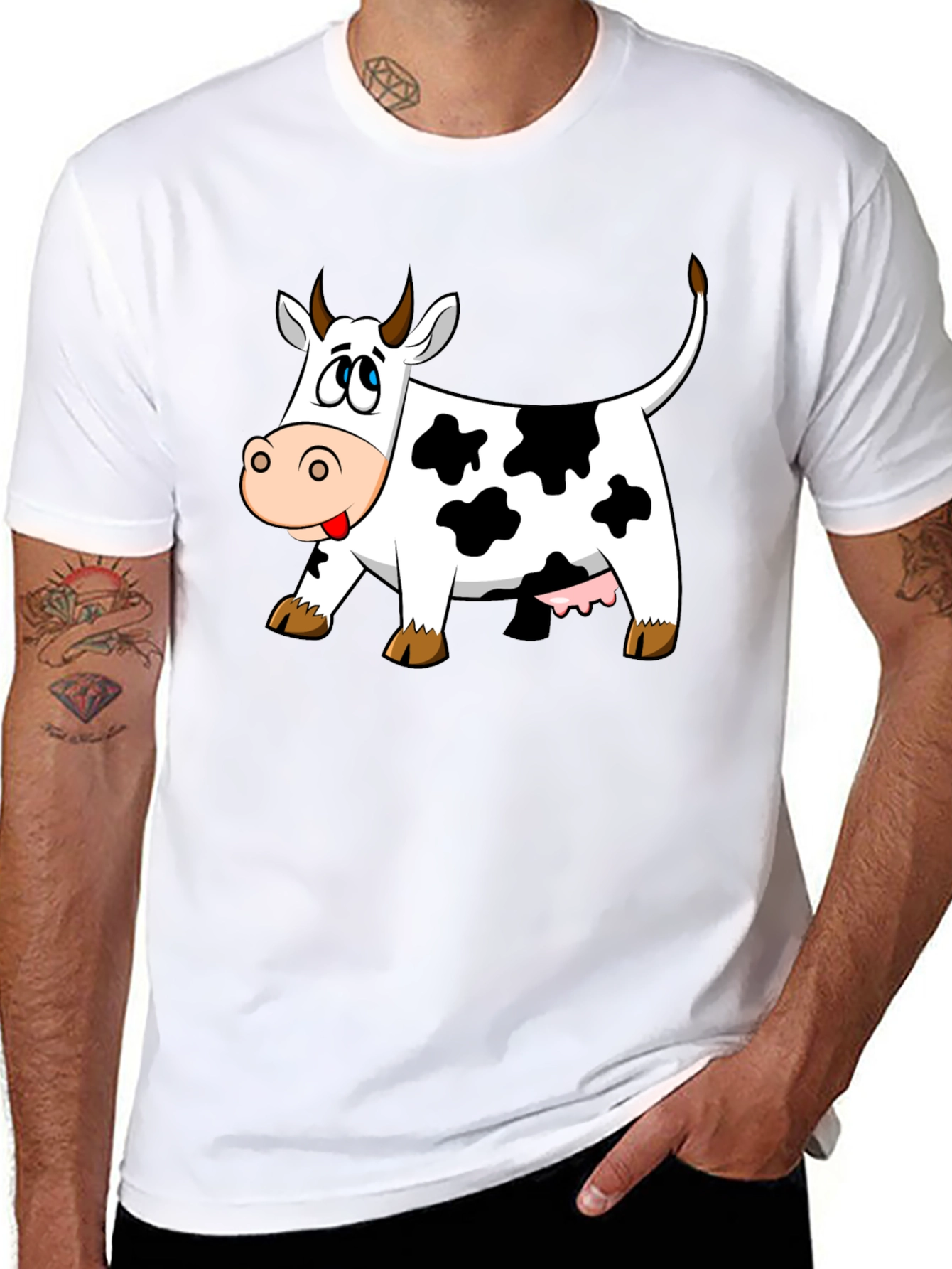 Black Cartoon Cow Graphic Tee - Black view 8