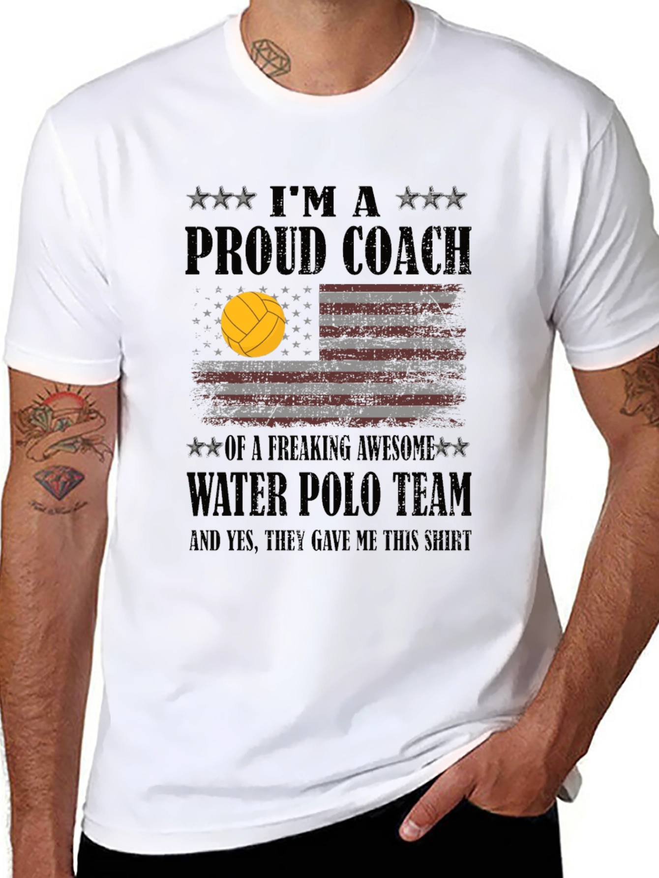 Black Proud Water Polo Coach Graphic T-Shirt view 8