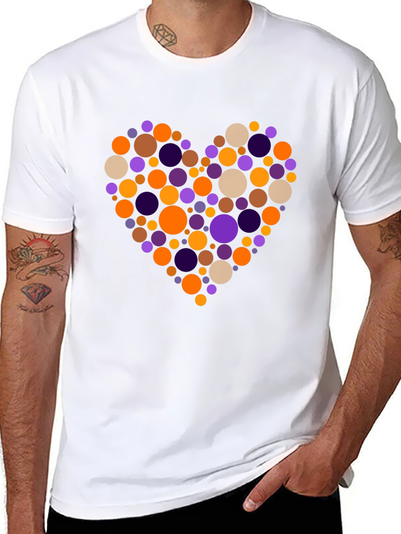 Black Heart Circles Graphic Black T-Shirt view 8