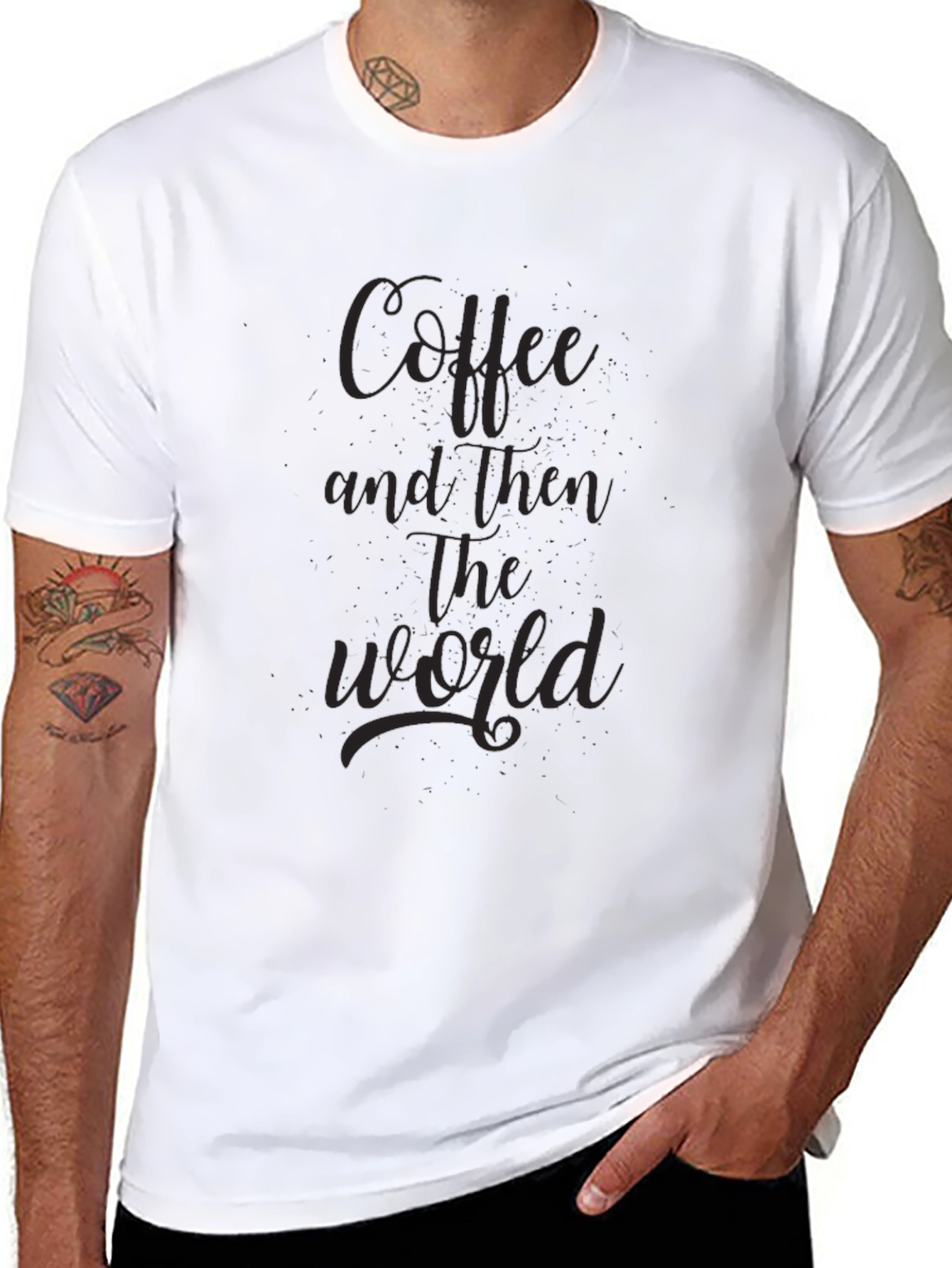 Black Coffee and Then the World T-Shirt - Black view 8