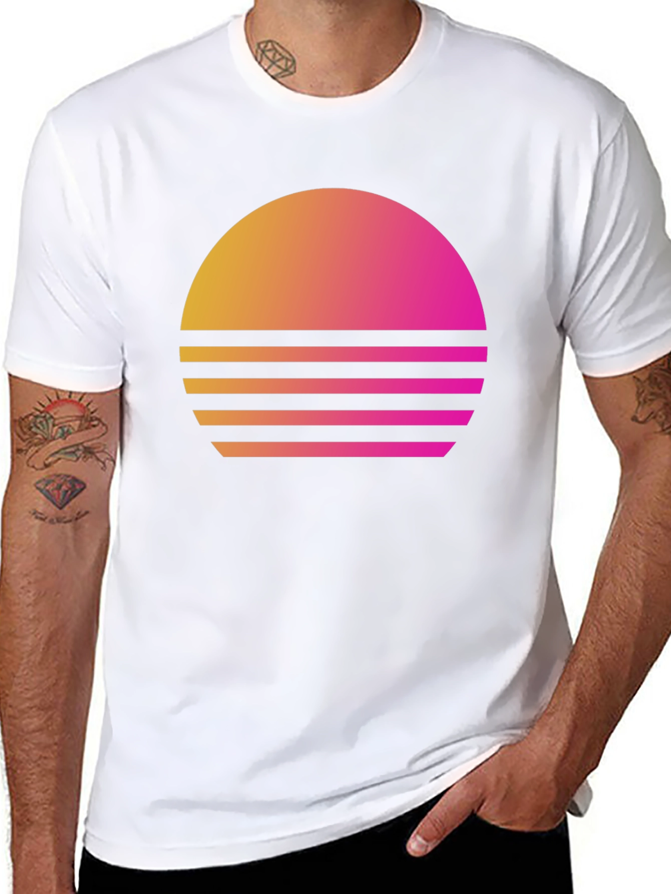 Black Retro Sunset T-Shirt - Vintage Style Graphic Tee view 8