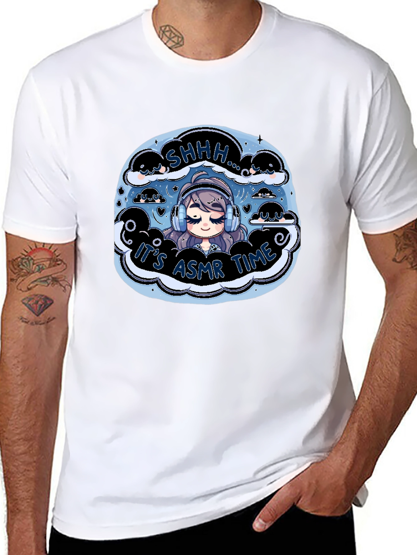Black It's ASMR Time Black T-Shirt - Cute Anime Design view 8