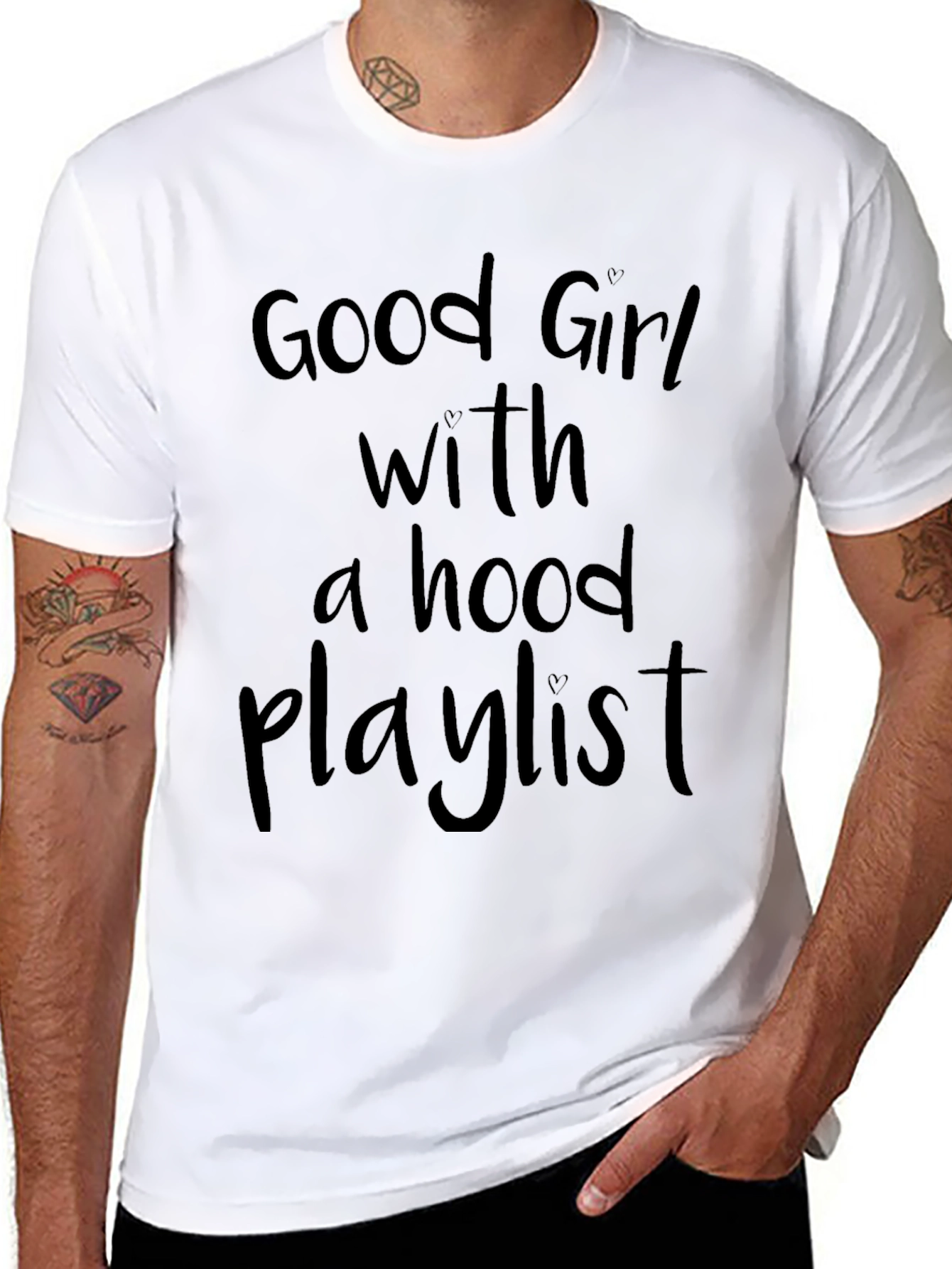 Black Good Girl Hood Playlist Graphic Tee view 8