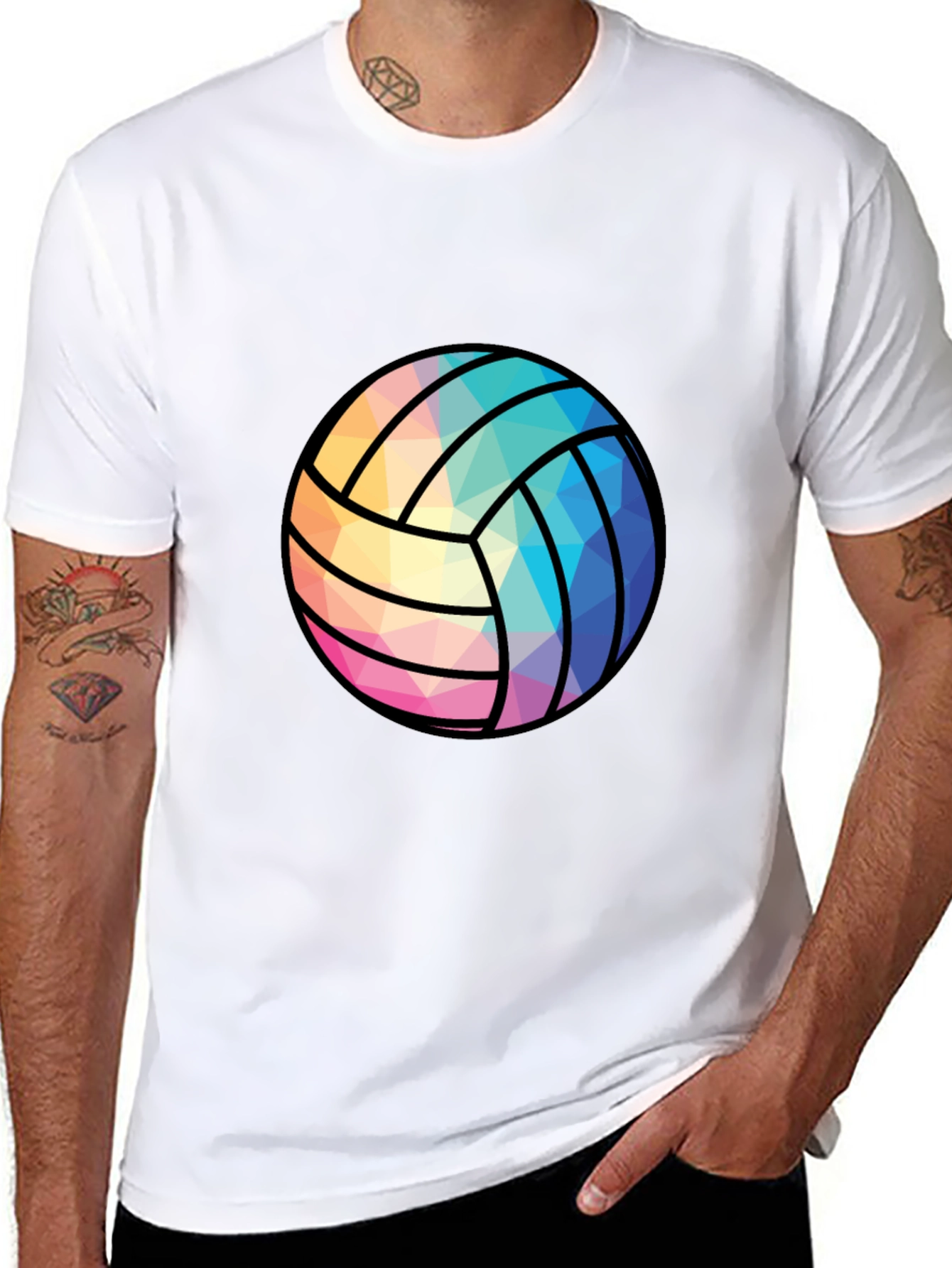 Black Geometric Volleyball Graphic Tee - Black view 8