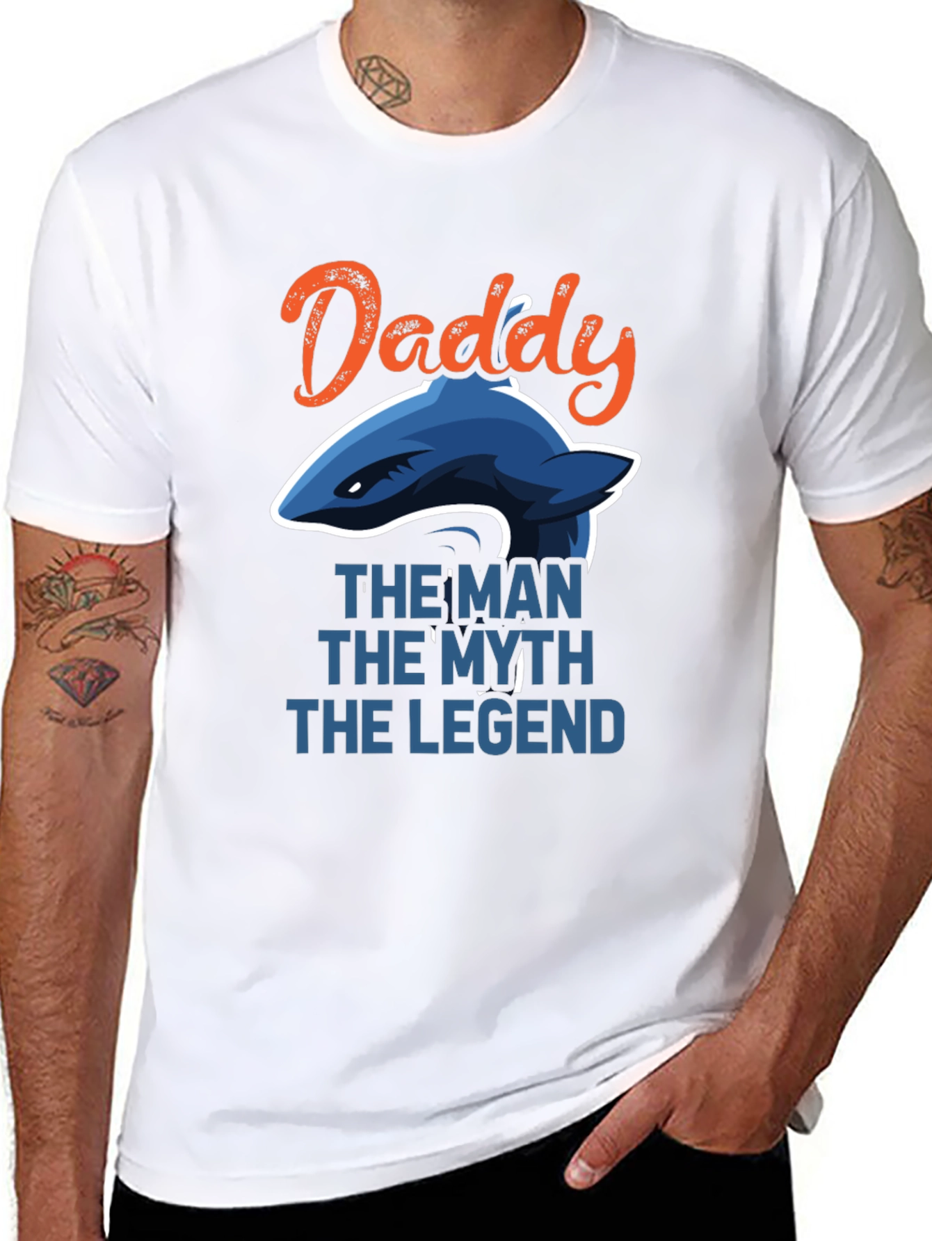 Black Daddy Shark Graphic T-Shirt view 8