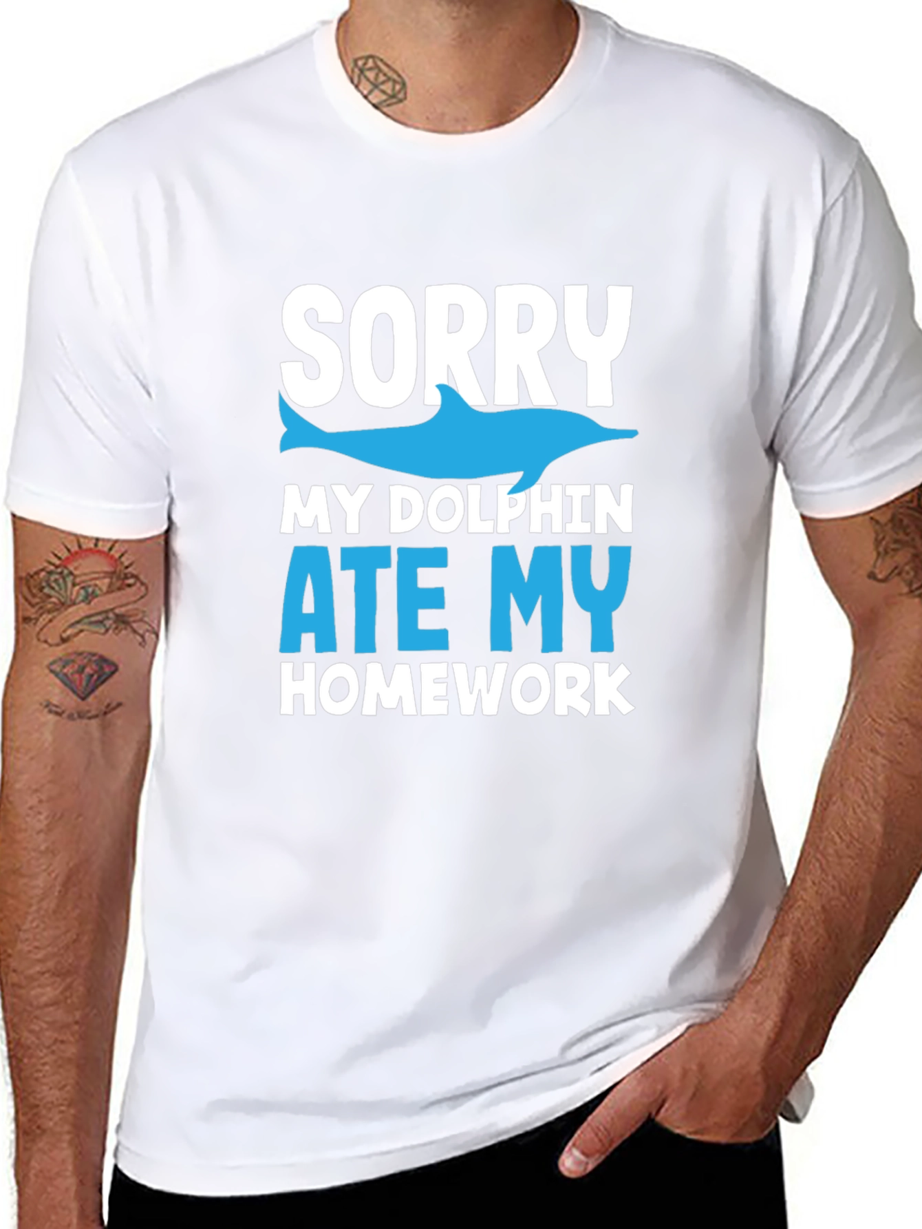 Black Sorry My Dolphin Ate My Homework T-Shirt view 8