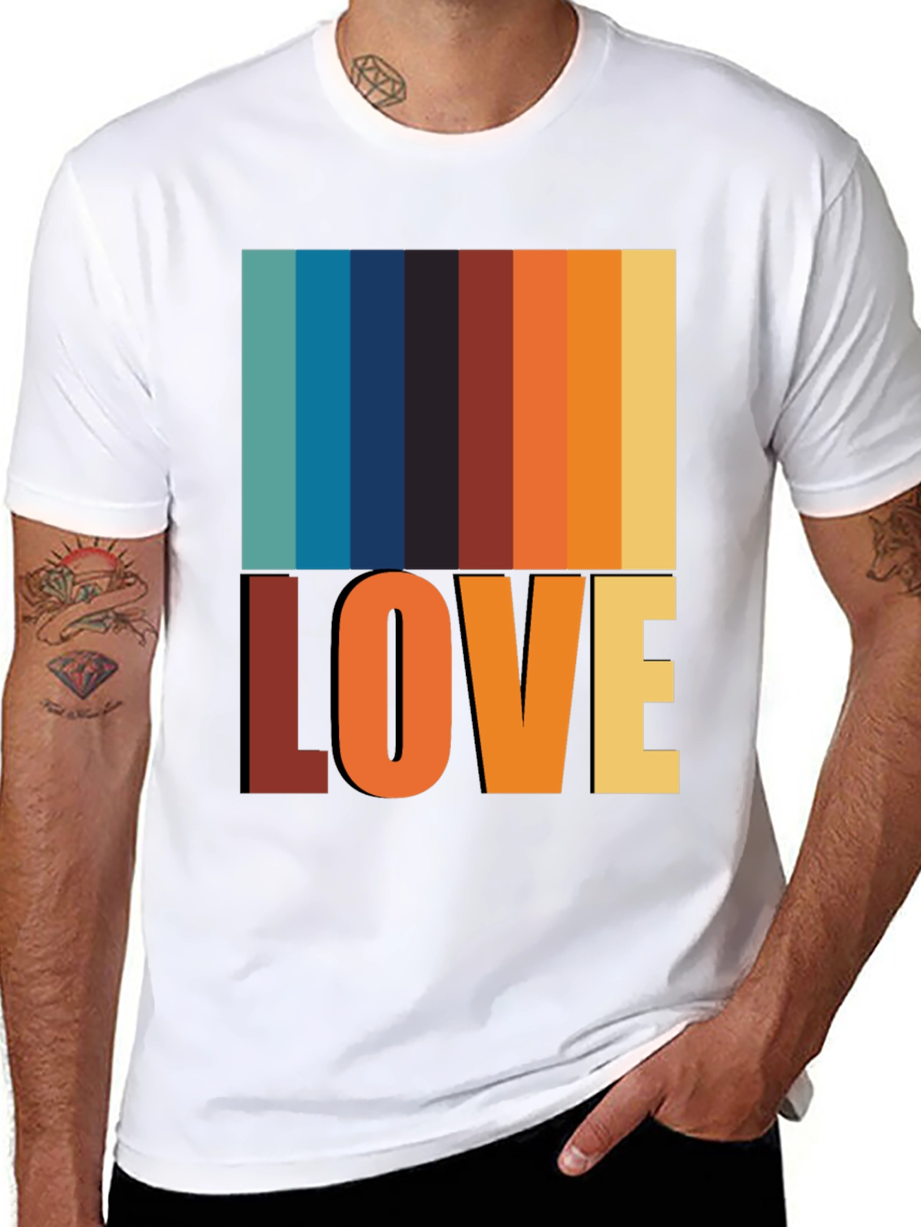 Black Retro Love T-Shirt - Vintage Style Tee view 8