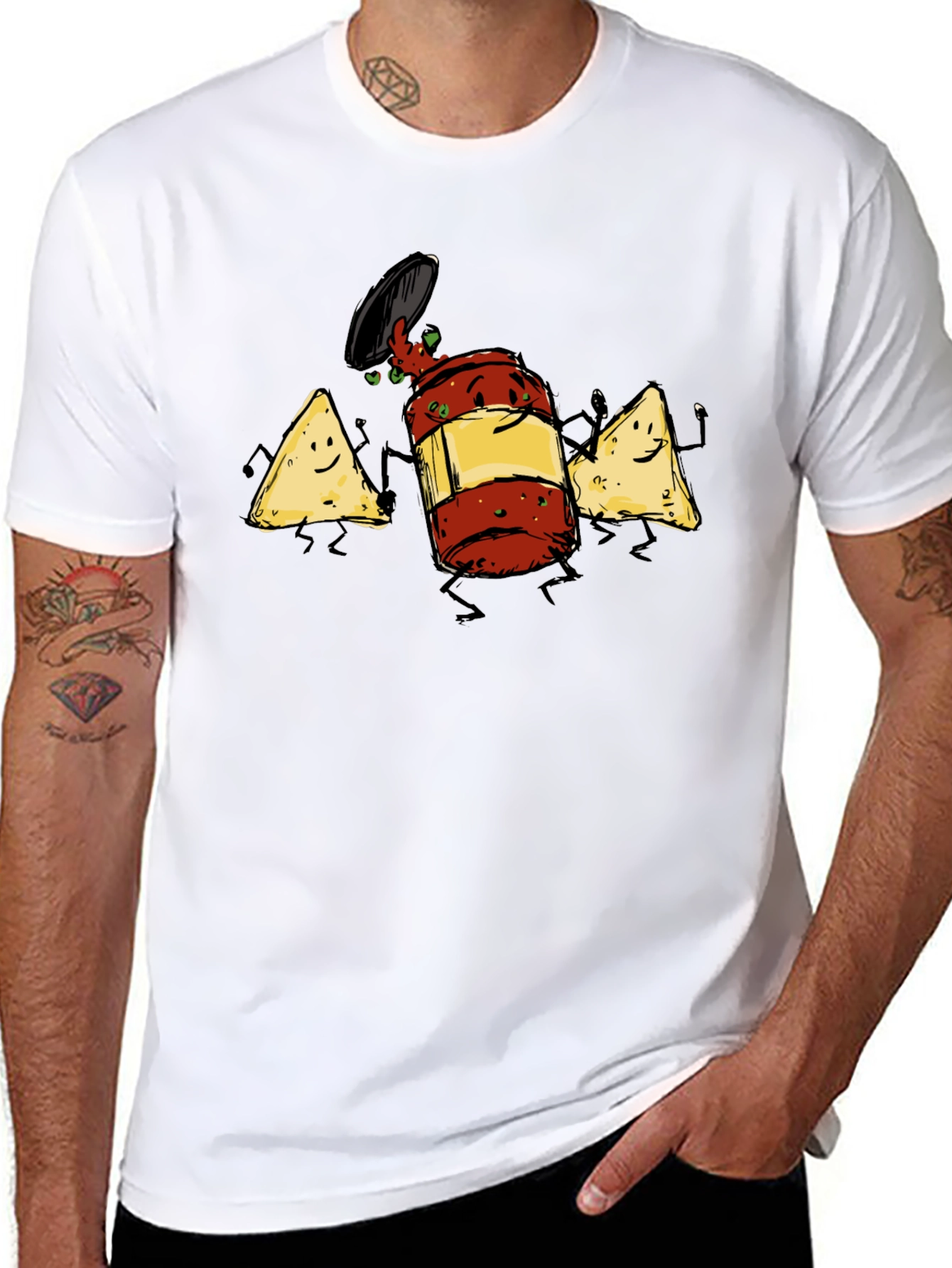 Black Funny Nachos & Salsa T-Shirt view 8