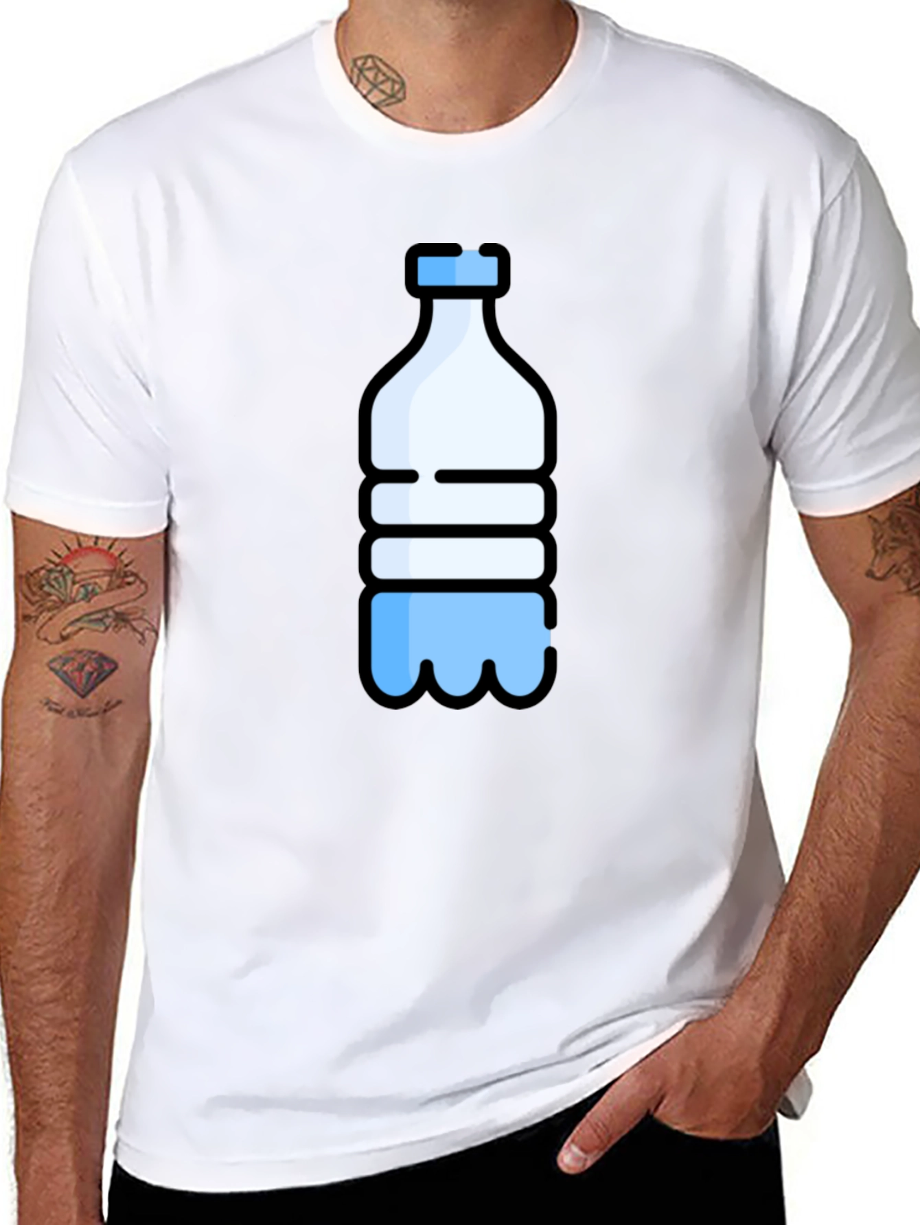 Black Water Bottle Graphic Tee - Black view 8