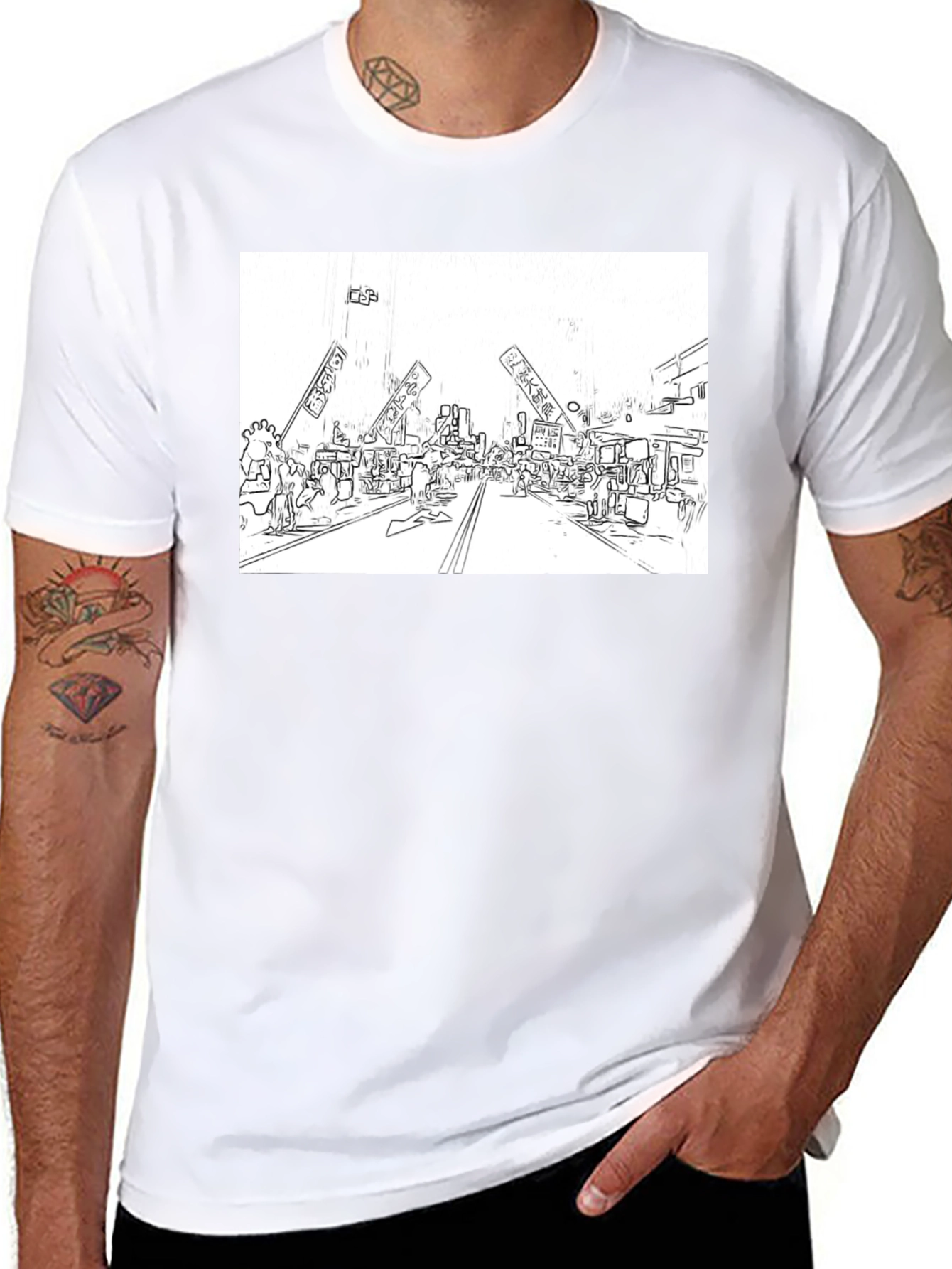 Black Black T-Shirt with Market Sketch Graphic view 8