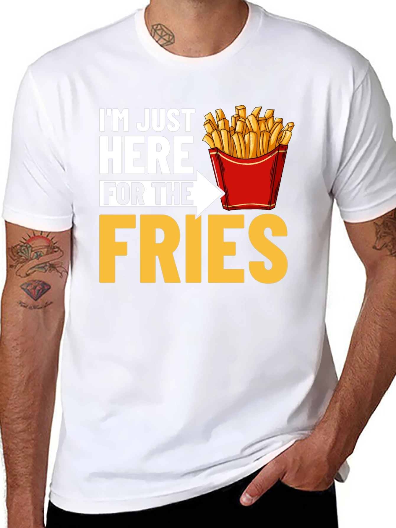 Black Just Here for the Fries Graphic T-Shirt view 8