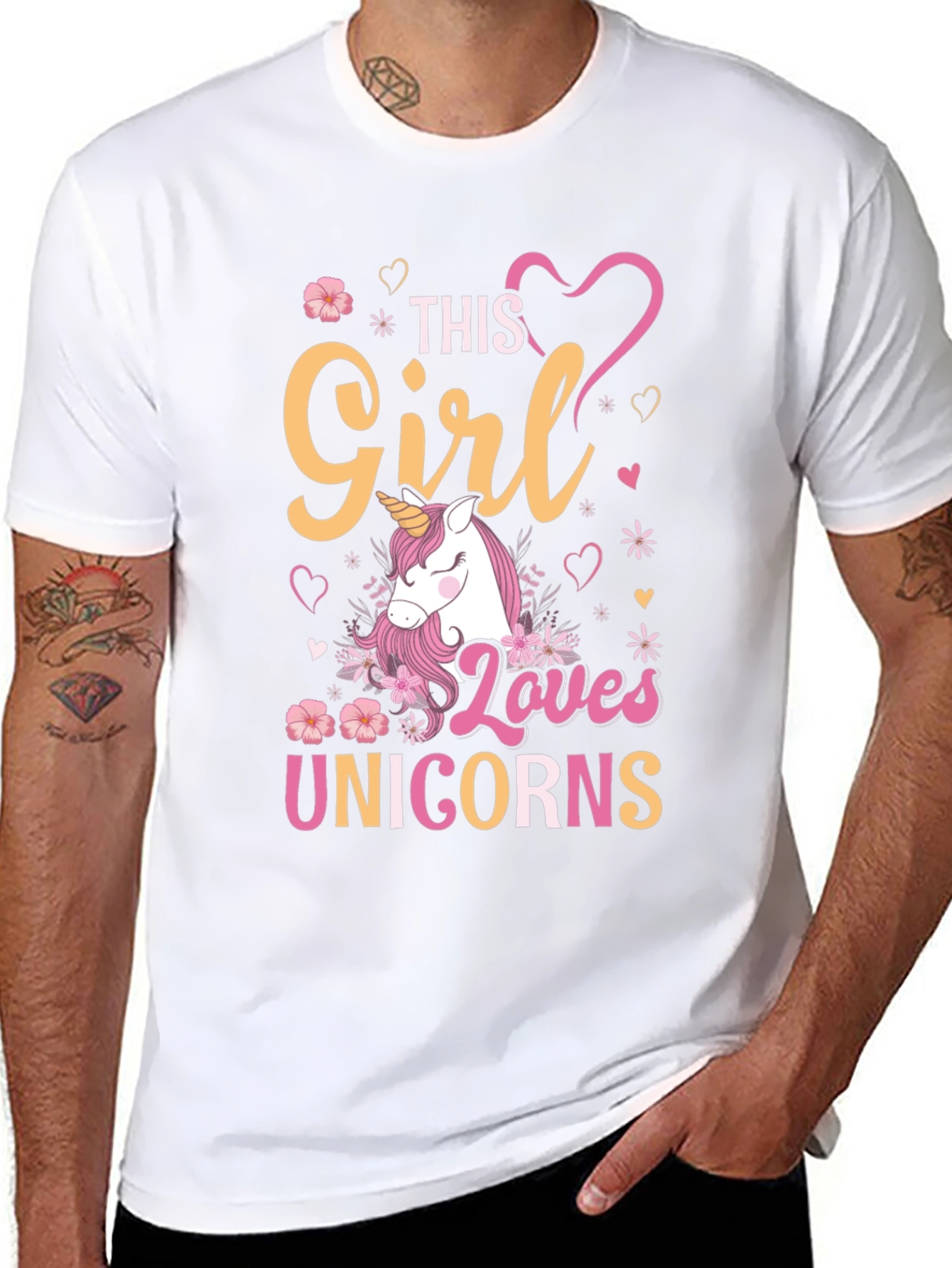 Black Girl Loves Unicorns T-Shirt, Black view 8