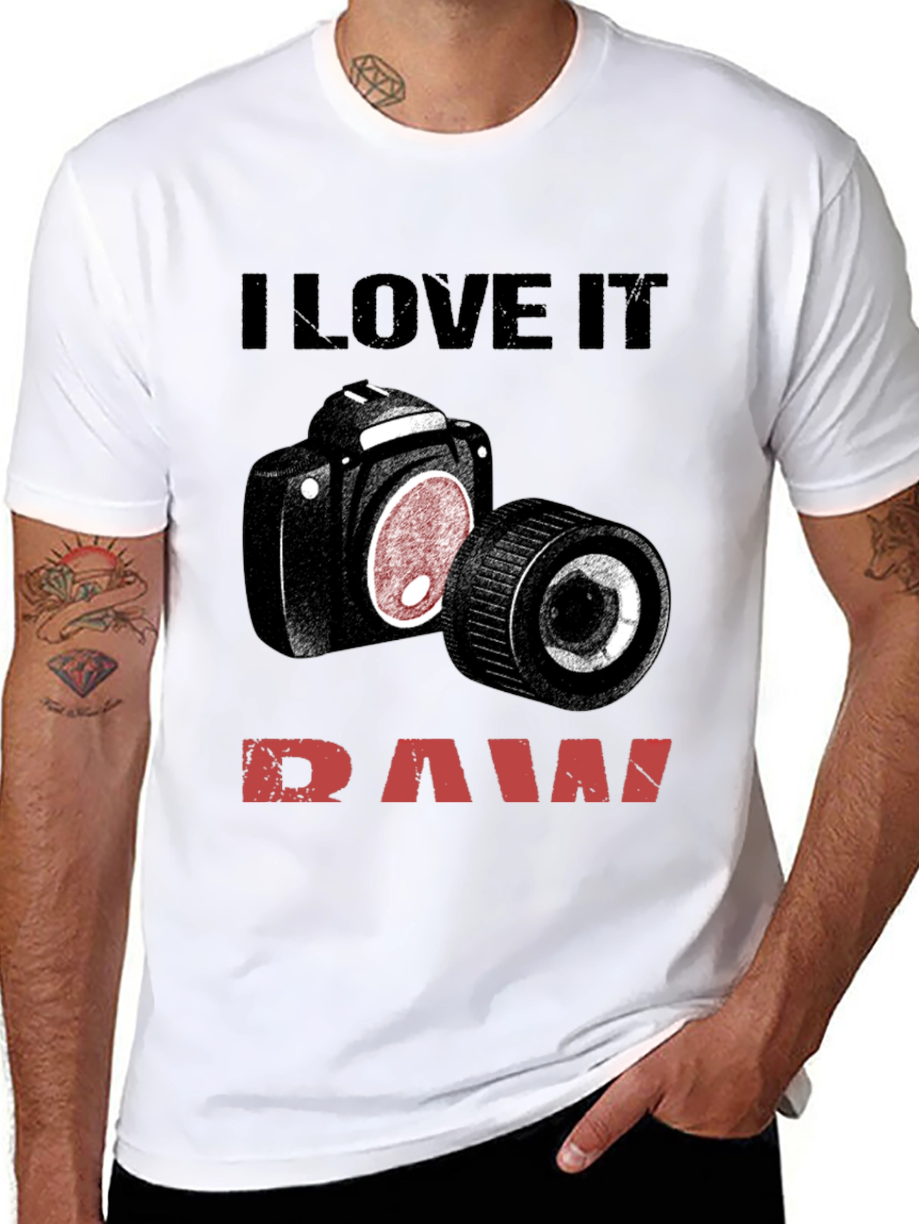 Black I Love It Raw Camera T-Shirt view 8